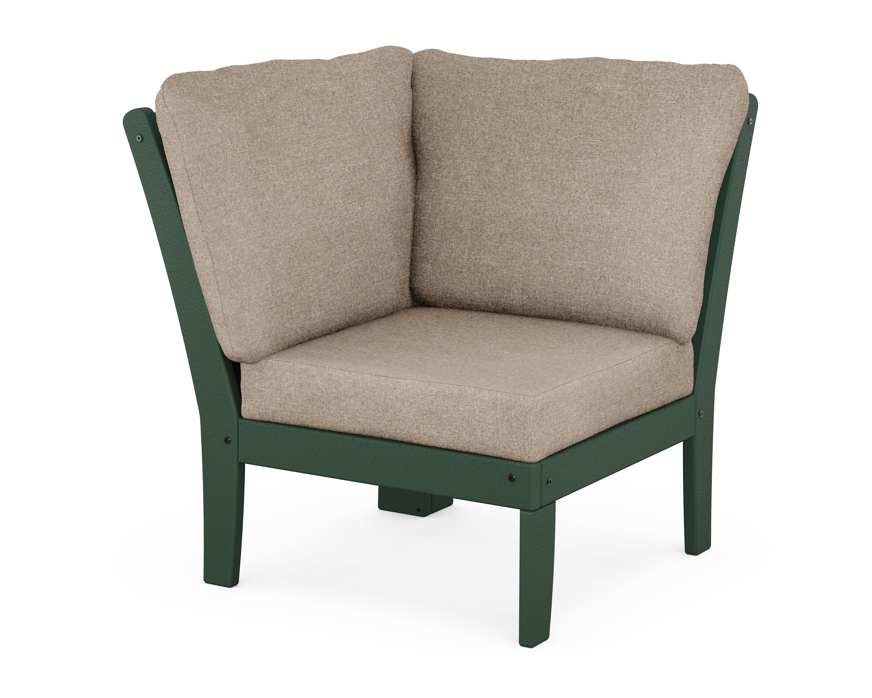 Braxton Modular Corner Chair in Green / Spiced Burlap