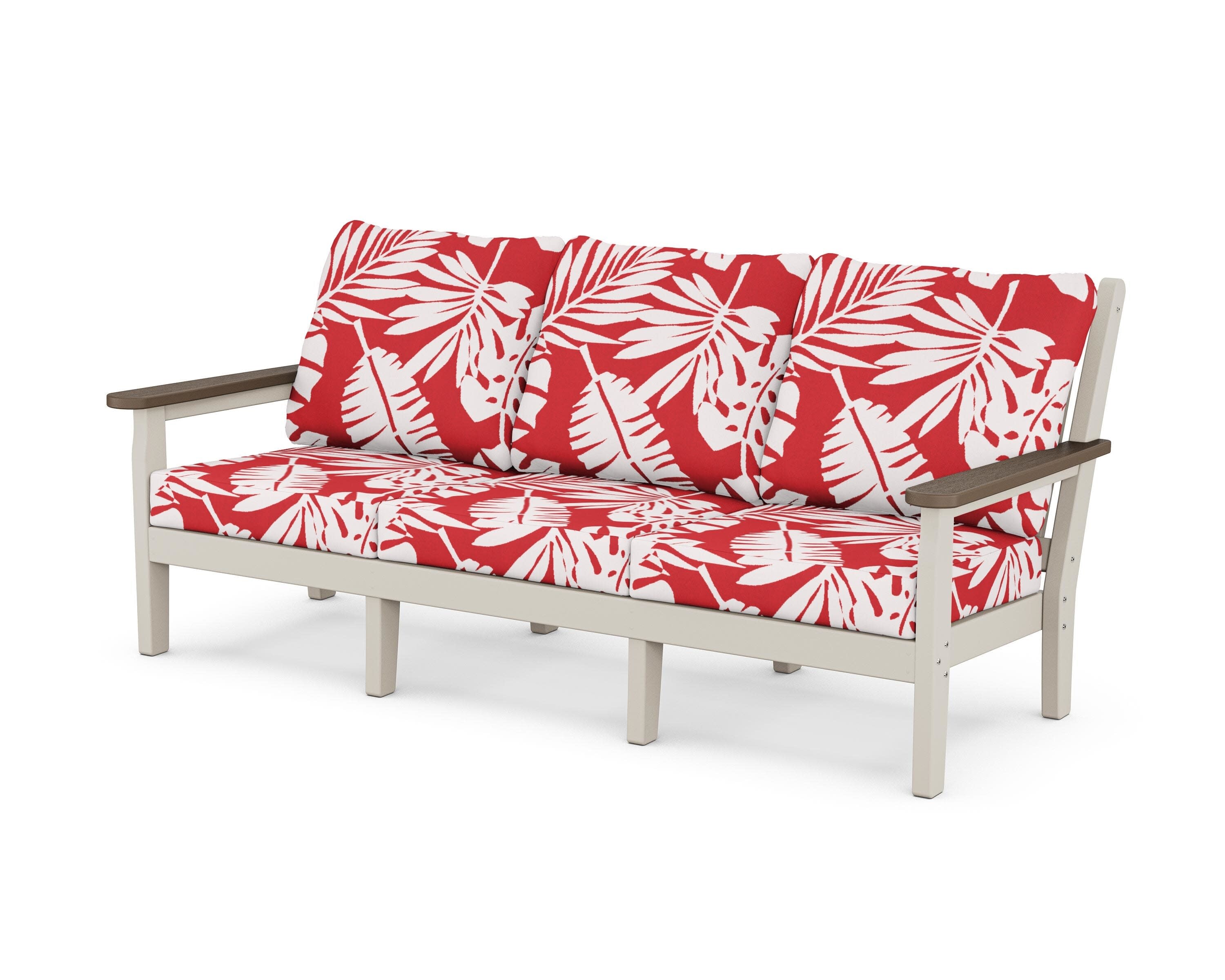 Chippendale Deep Seating Sofa in Sand / Kona / Leaf Crimson