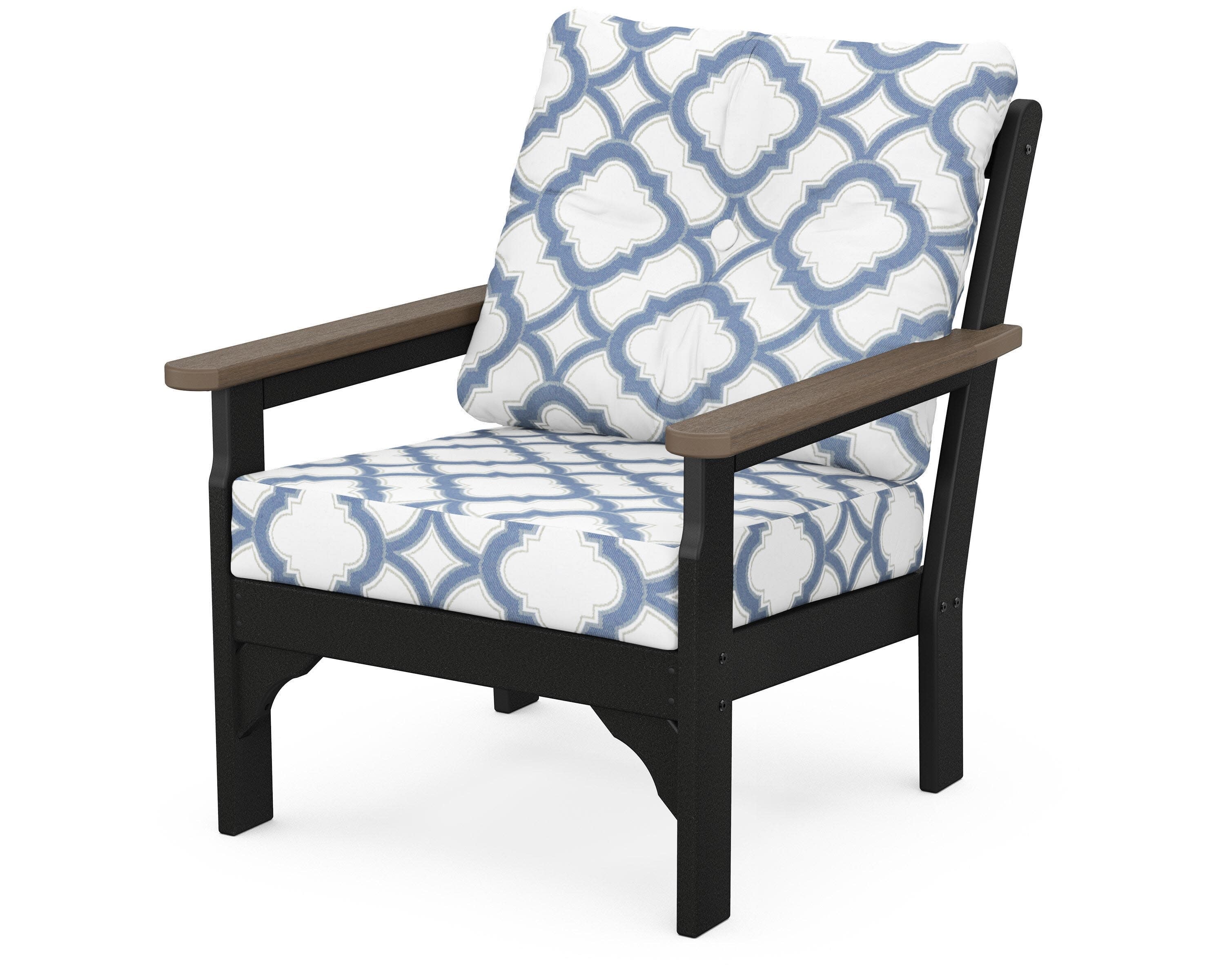 Vineyard Deep Seating Chair in White / Kona / Trellis Sky Blue