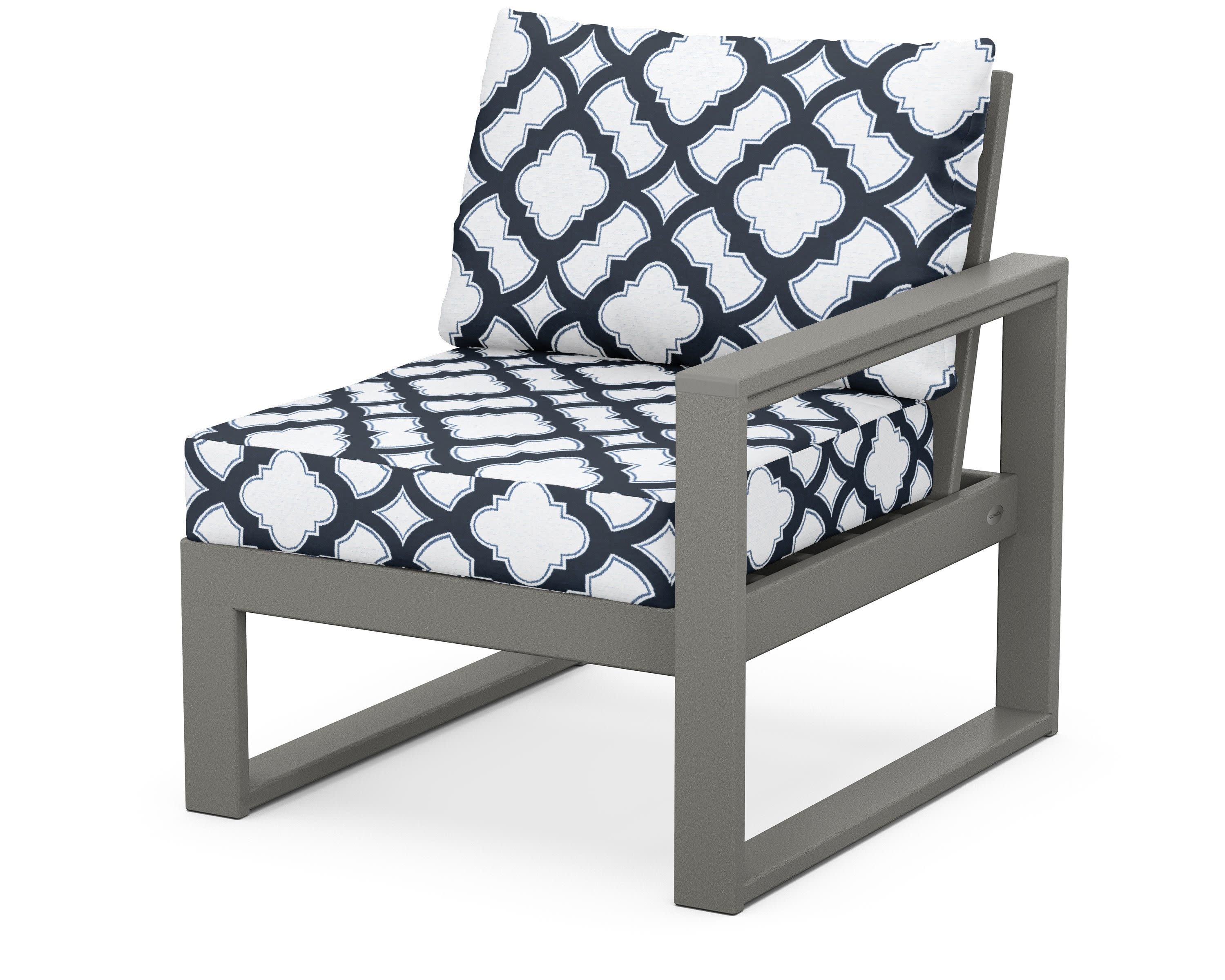 EDGE Modular Right Arm Chair in Slate Grey / Trellis Marine Indigo