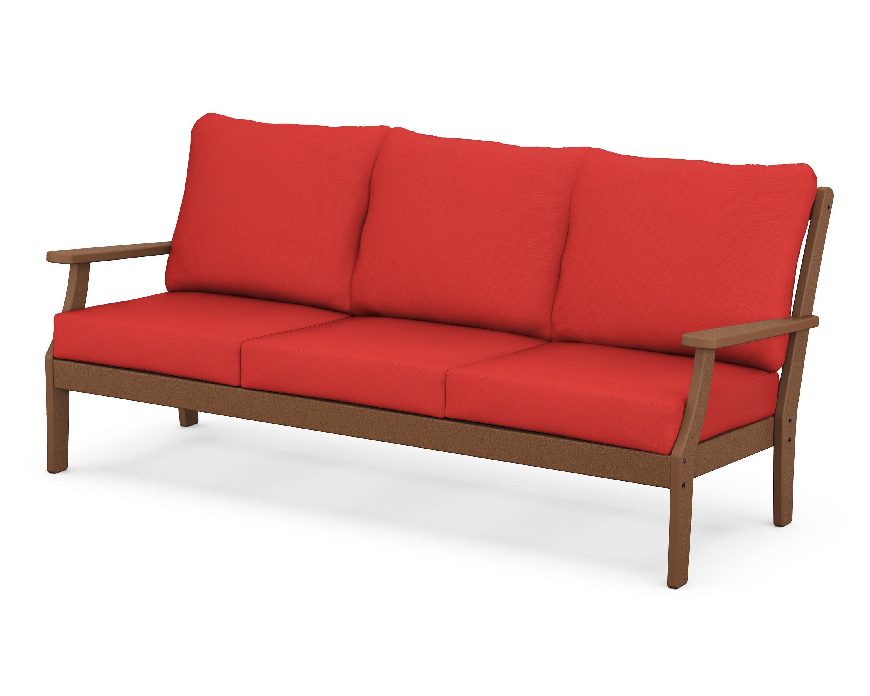 Braxton Deep Seating Sofa in Teak / Crimson Linen