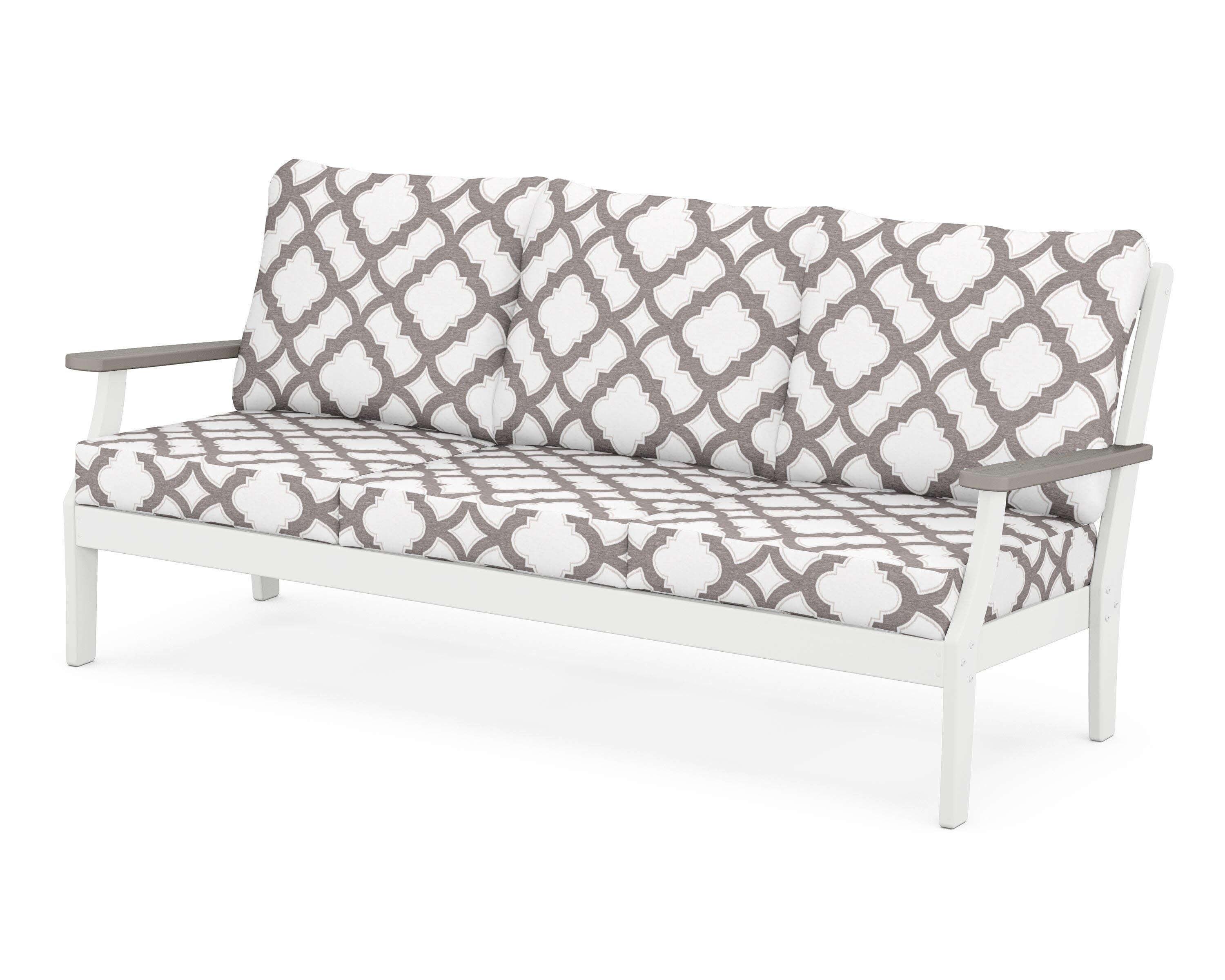 Braxton Deep Seating Sofa in White / Driftwood / Trellis Grey Mist