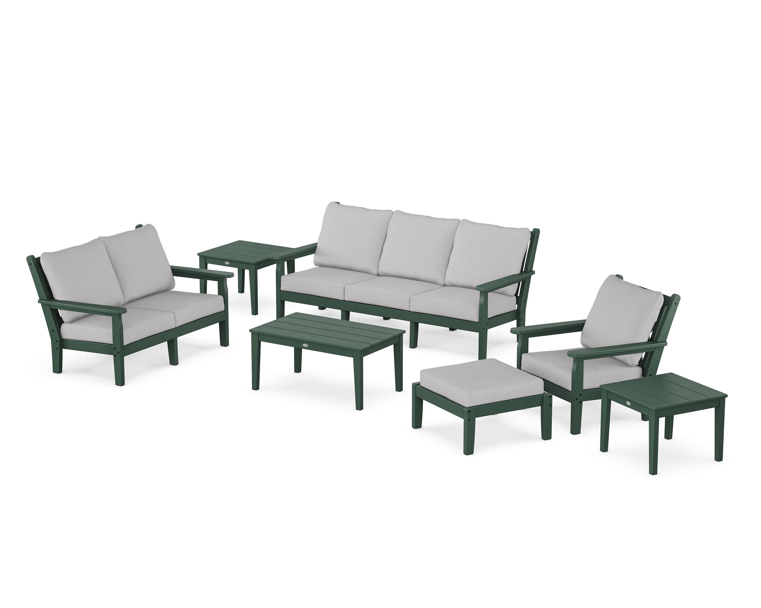 Chippendale 7-Piece Deep Seating Set in Green / Granite