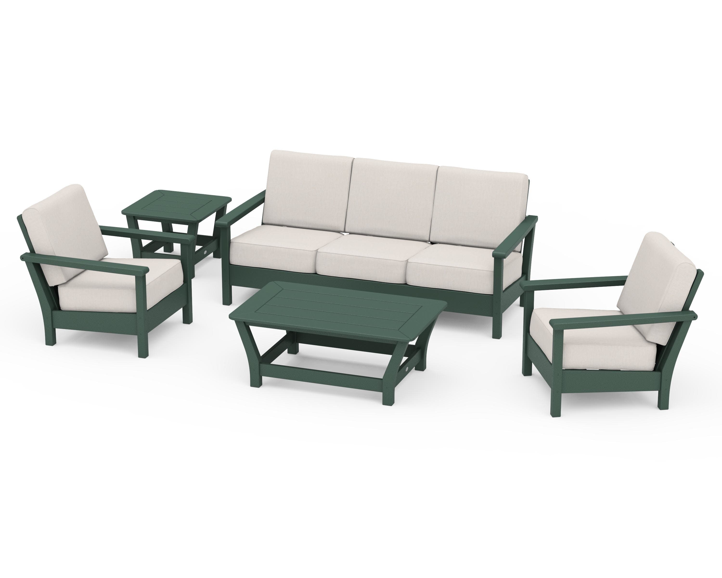 Harbour 5-Piece Deep Seating Set in Green / Cast Ash