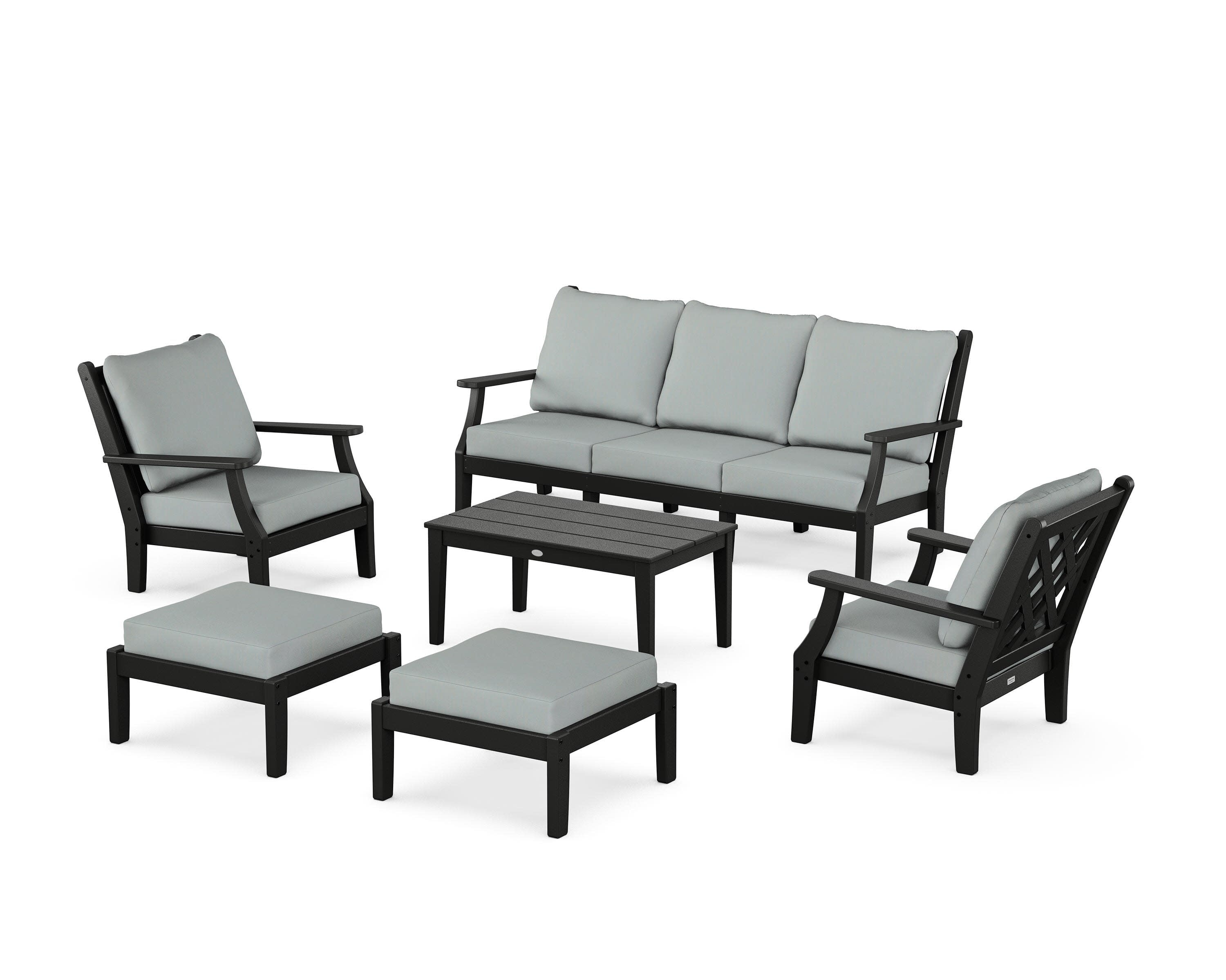 Wovendale 6-Piece Lounge Sofa Set in Black / Spa