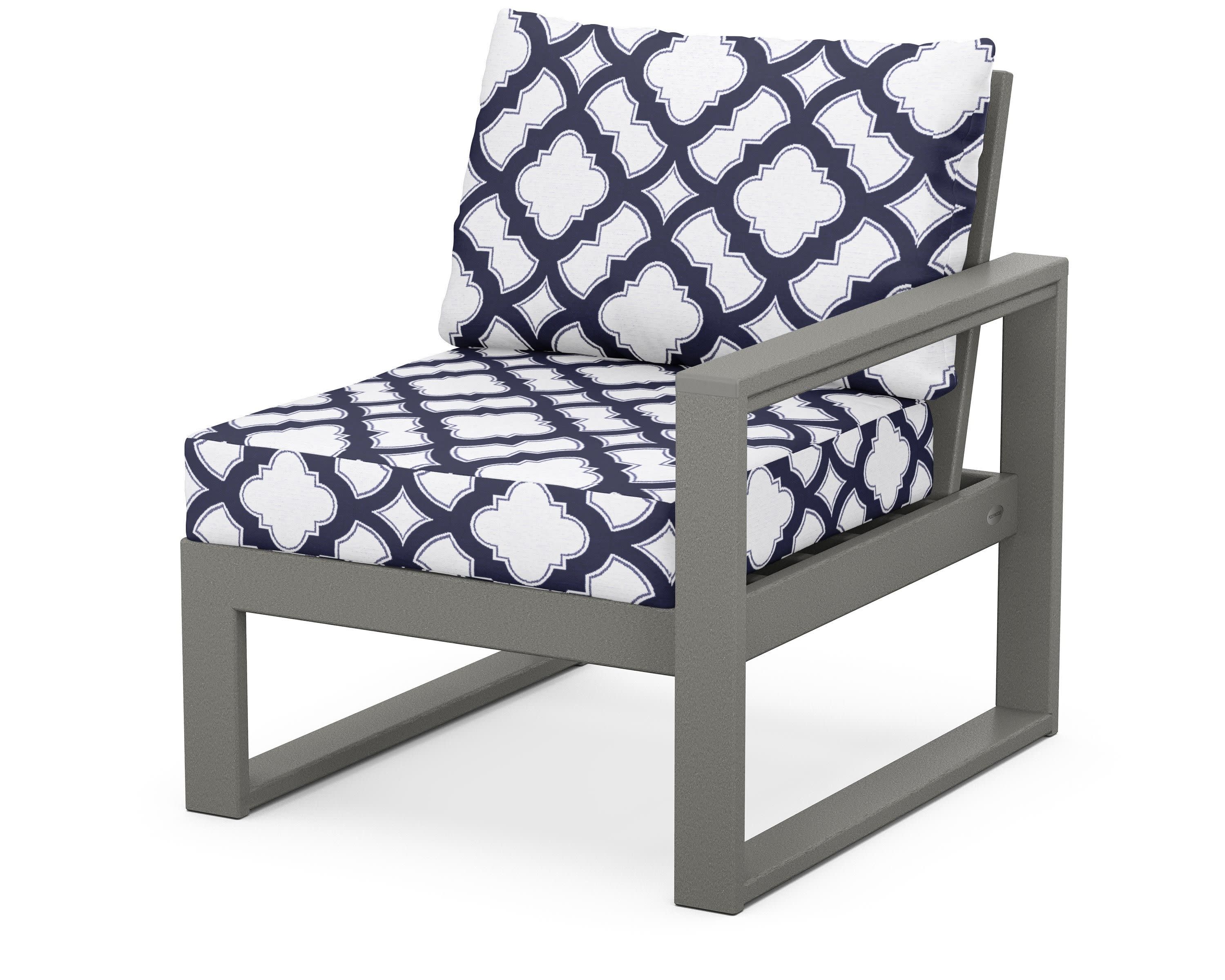 EDGE Modular Right Arm Chair in Slate Grey / Trellis Navy