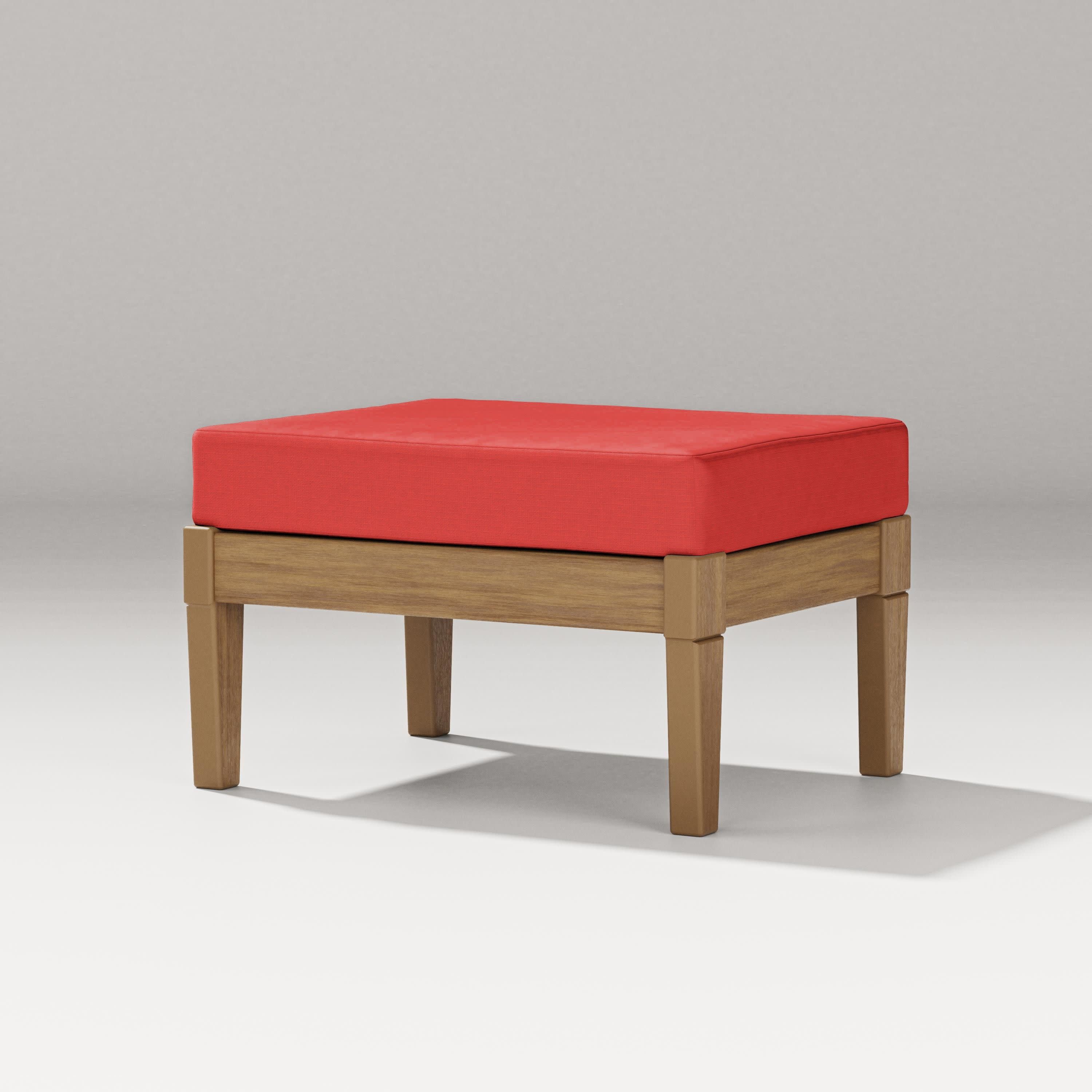 Estate Lounge Ottoman in Natural / Crimson Linen