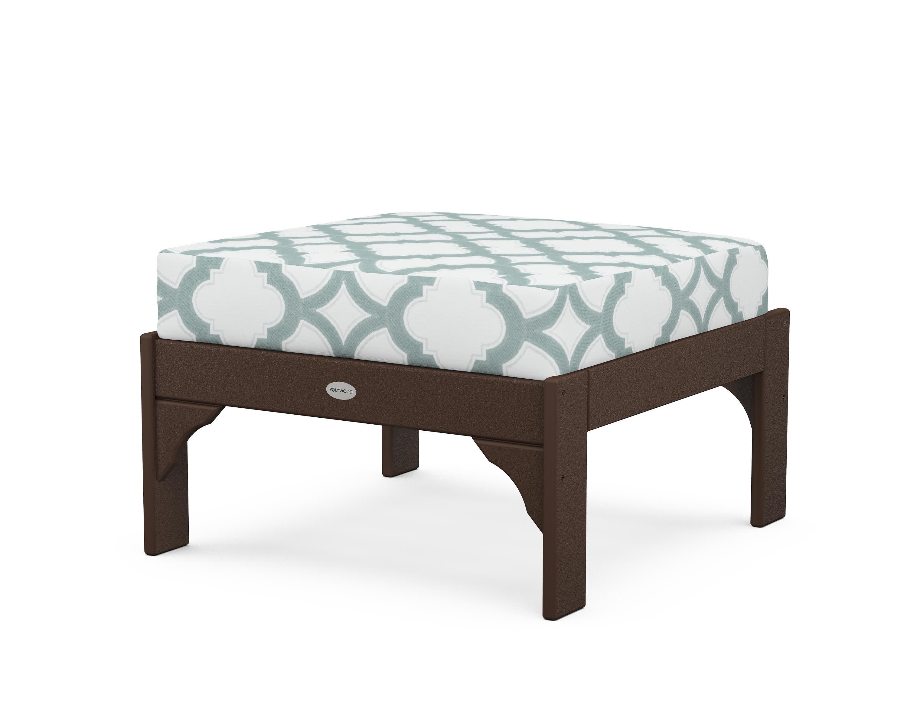 Vineyard Deep Seating Ottoman in Mahogany / Trellis Glacier Spa