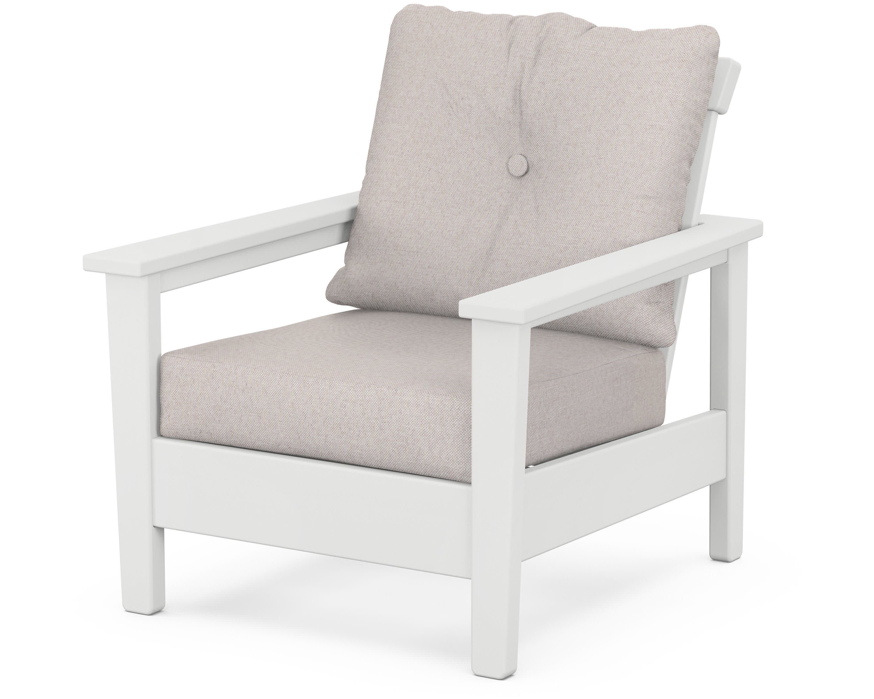 Prescott Deep Seating Chair in White / Dune Burlap