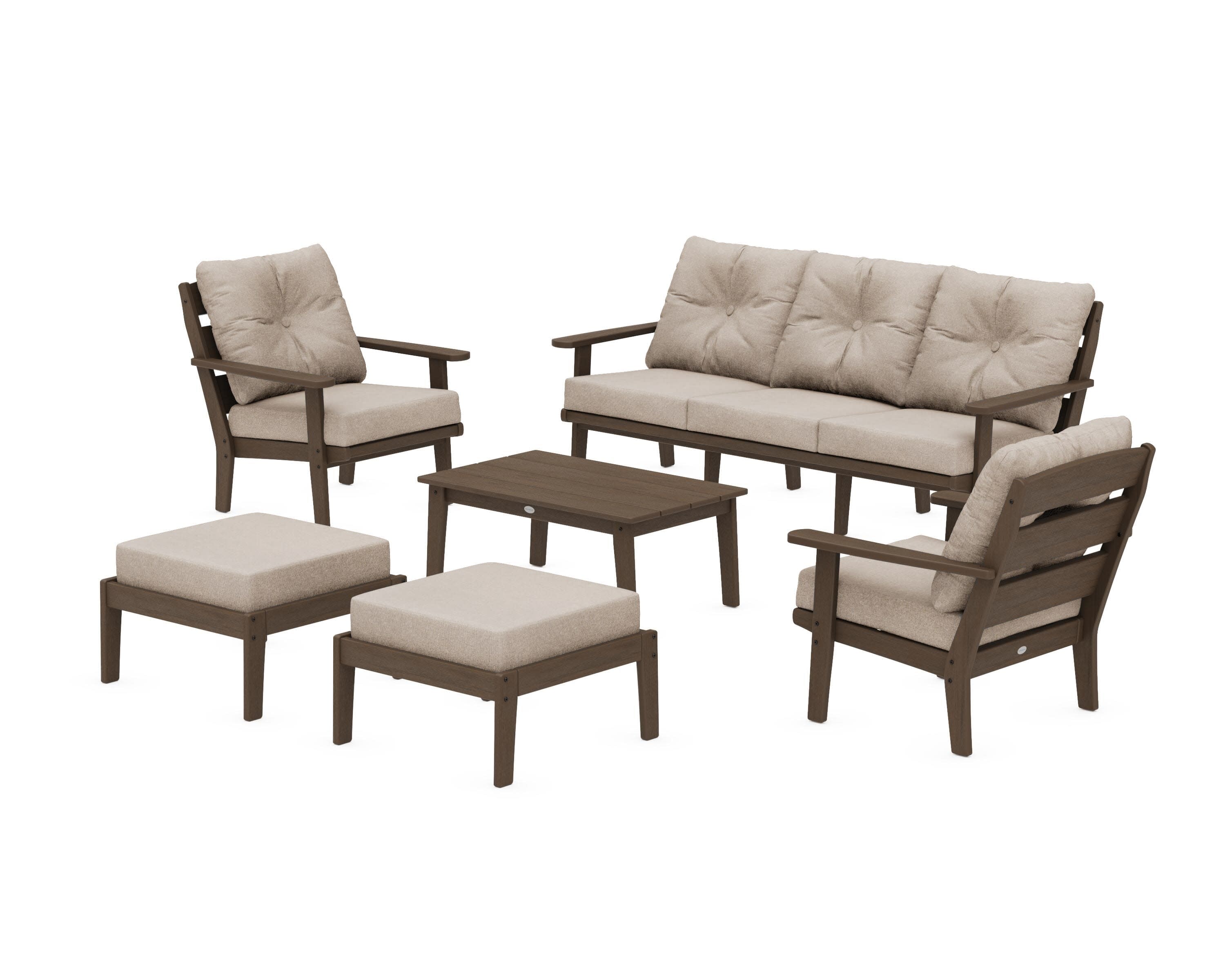 Lakeside 6-Piece Lounge Sofa Set in Kona / Spiced Burlap