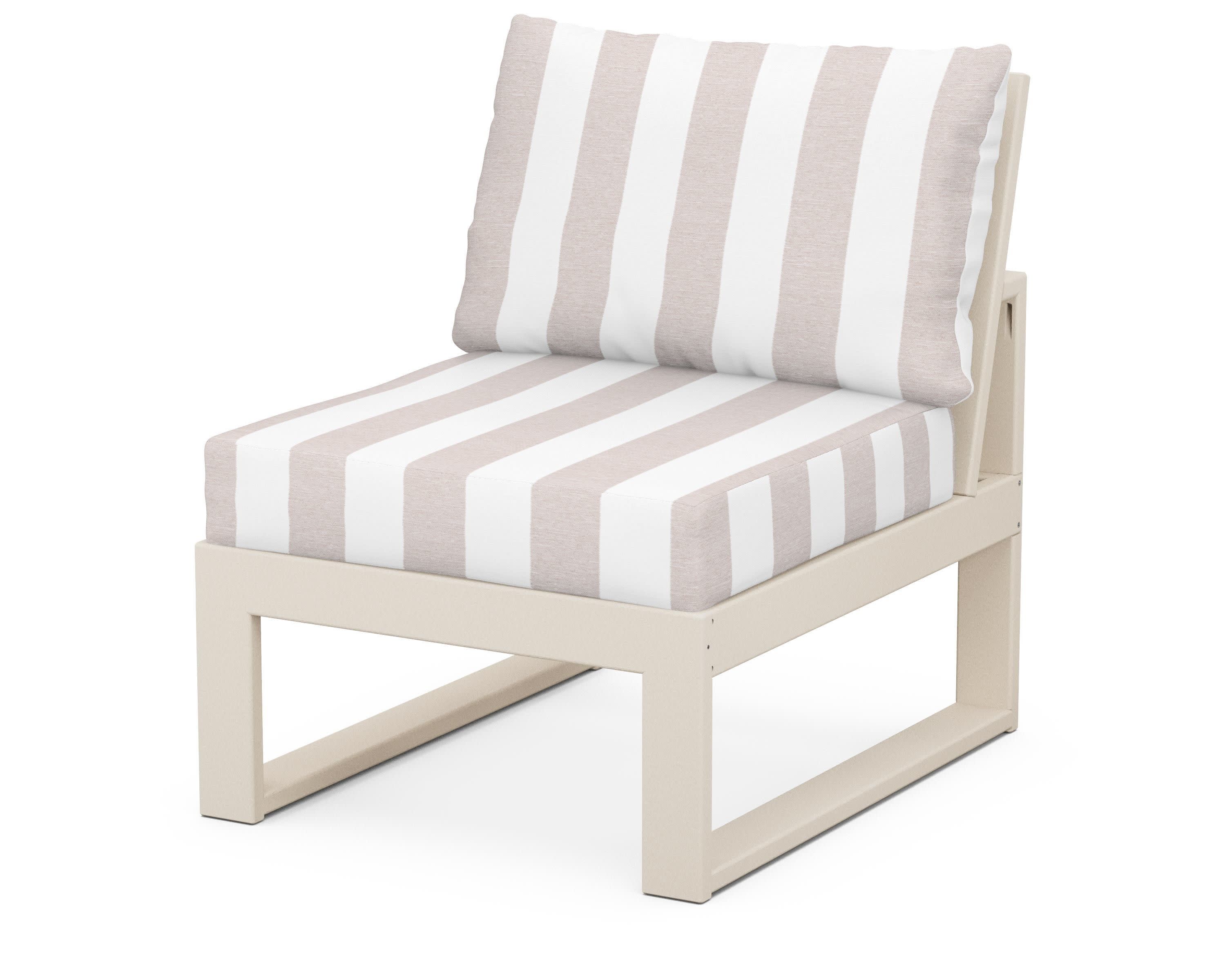 Modular Armless Chair in Sand / Cabana Stripe Dune Burlap