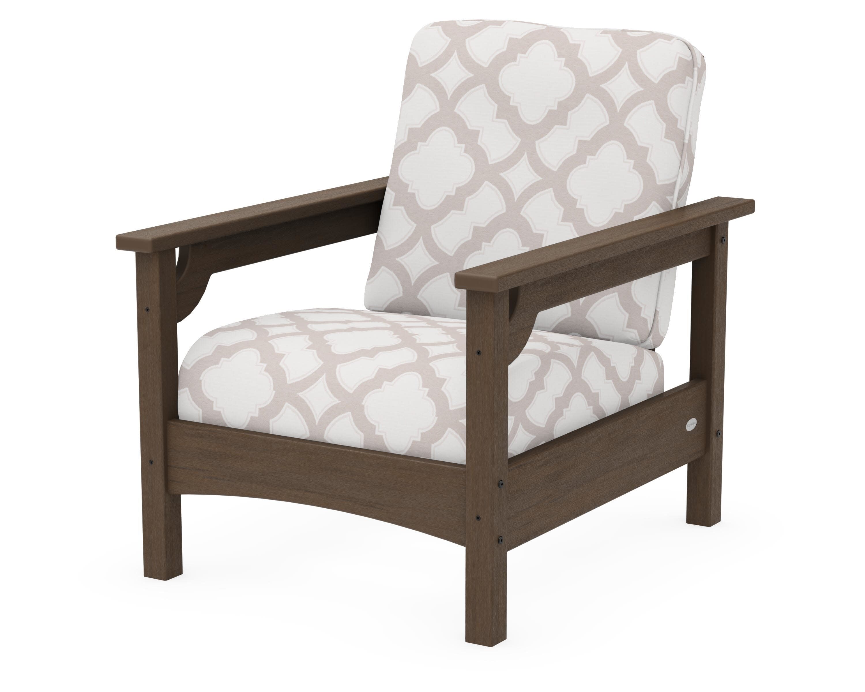 Club Chair in Kona / Trellis Dune Burlap