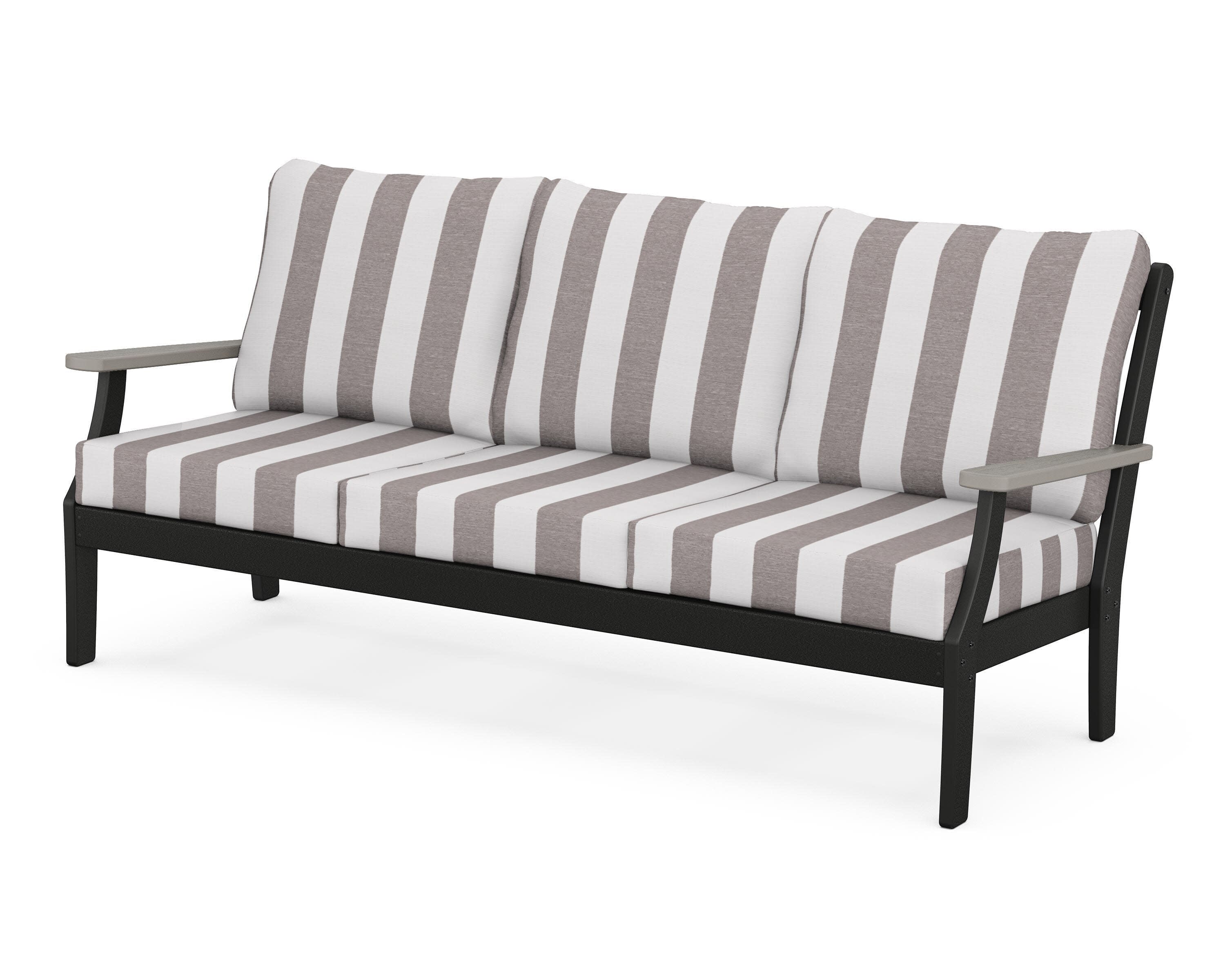 Braxton Deep Seating Sofa in Black / Driftwood / Cabana Stripe Grey Mist