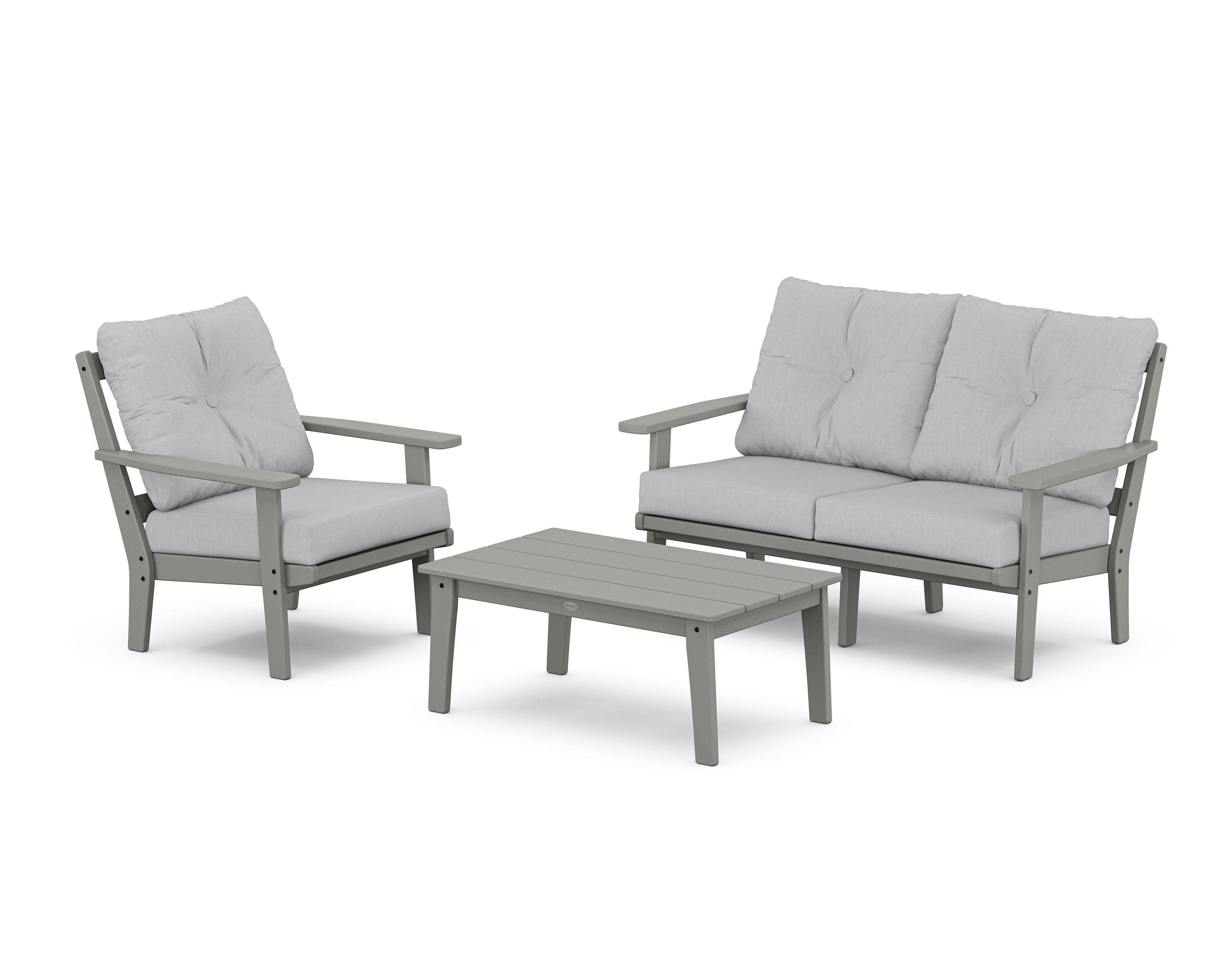 Prairie 3-Piece Deep Seating Set with Loveseat in Slate Grey / Granite