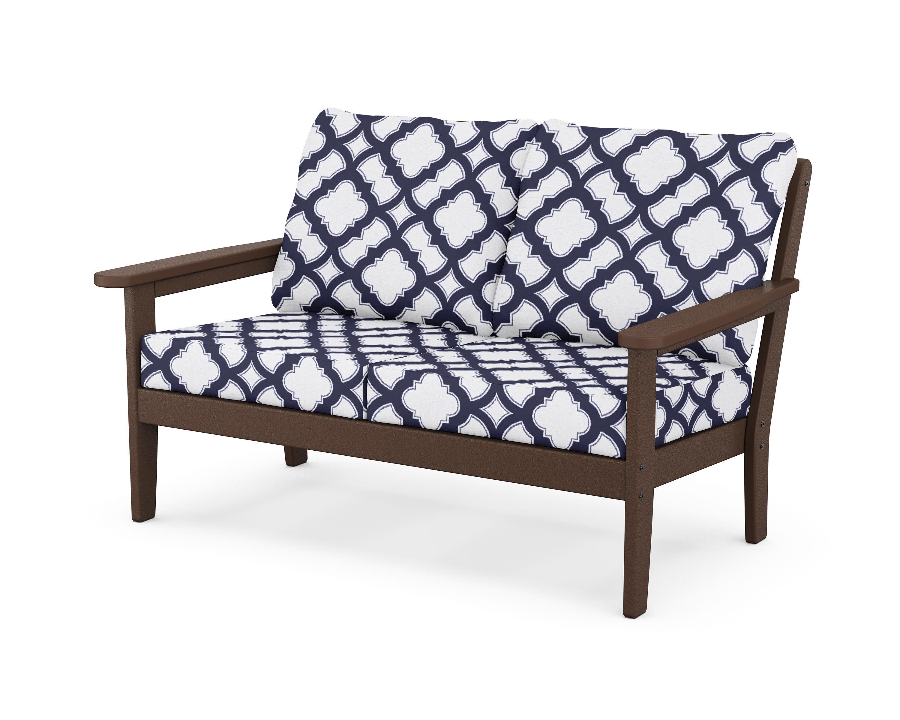Cottage Deep Seating Loveseat in Mahogany / Trellis Navy