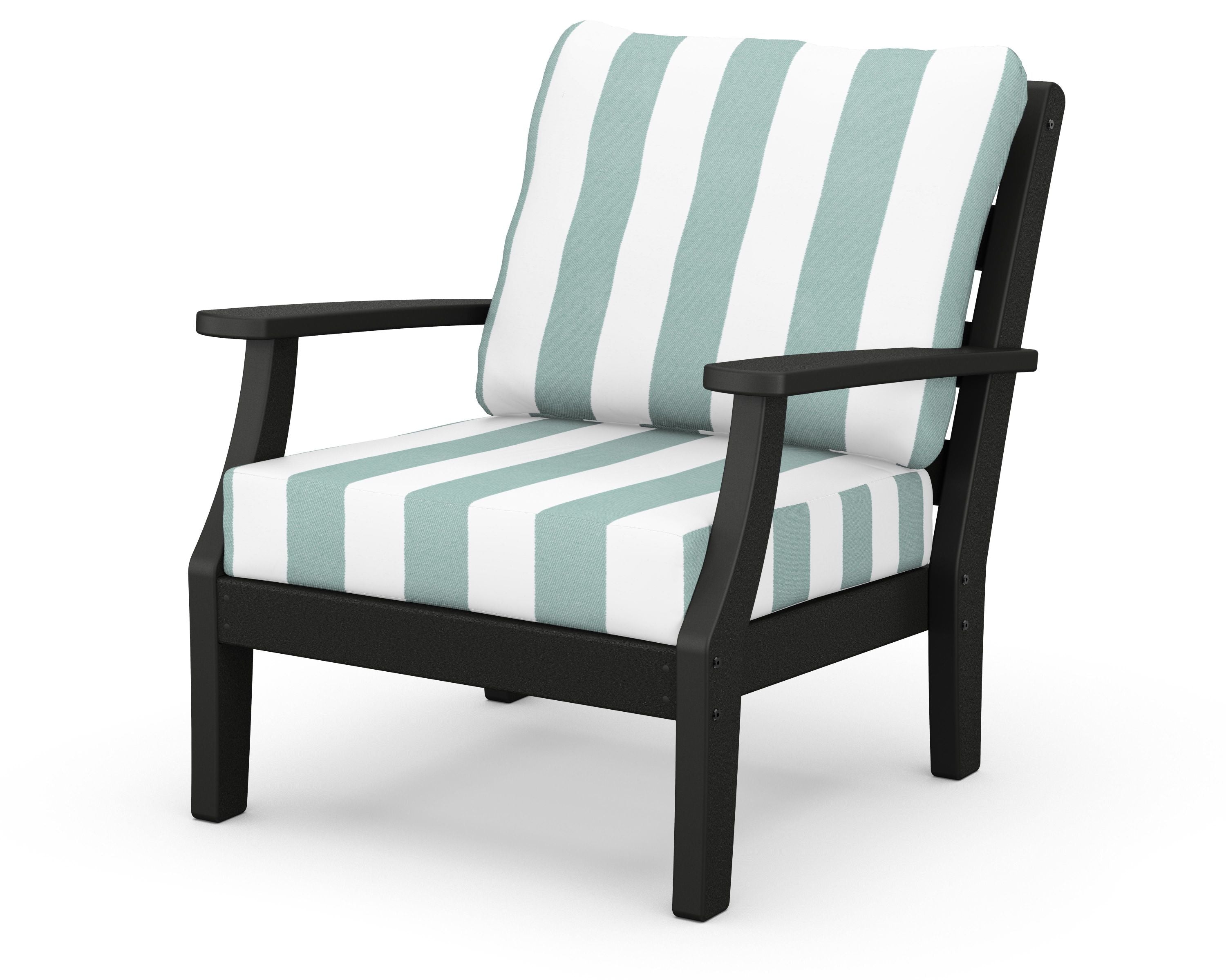 Chesapeake Deep Seating Chair in Black / Cabana Stripe Glacier Spa