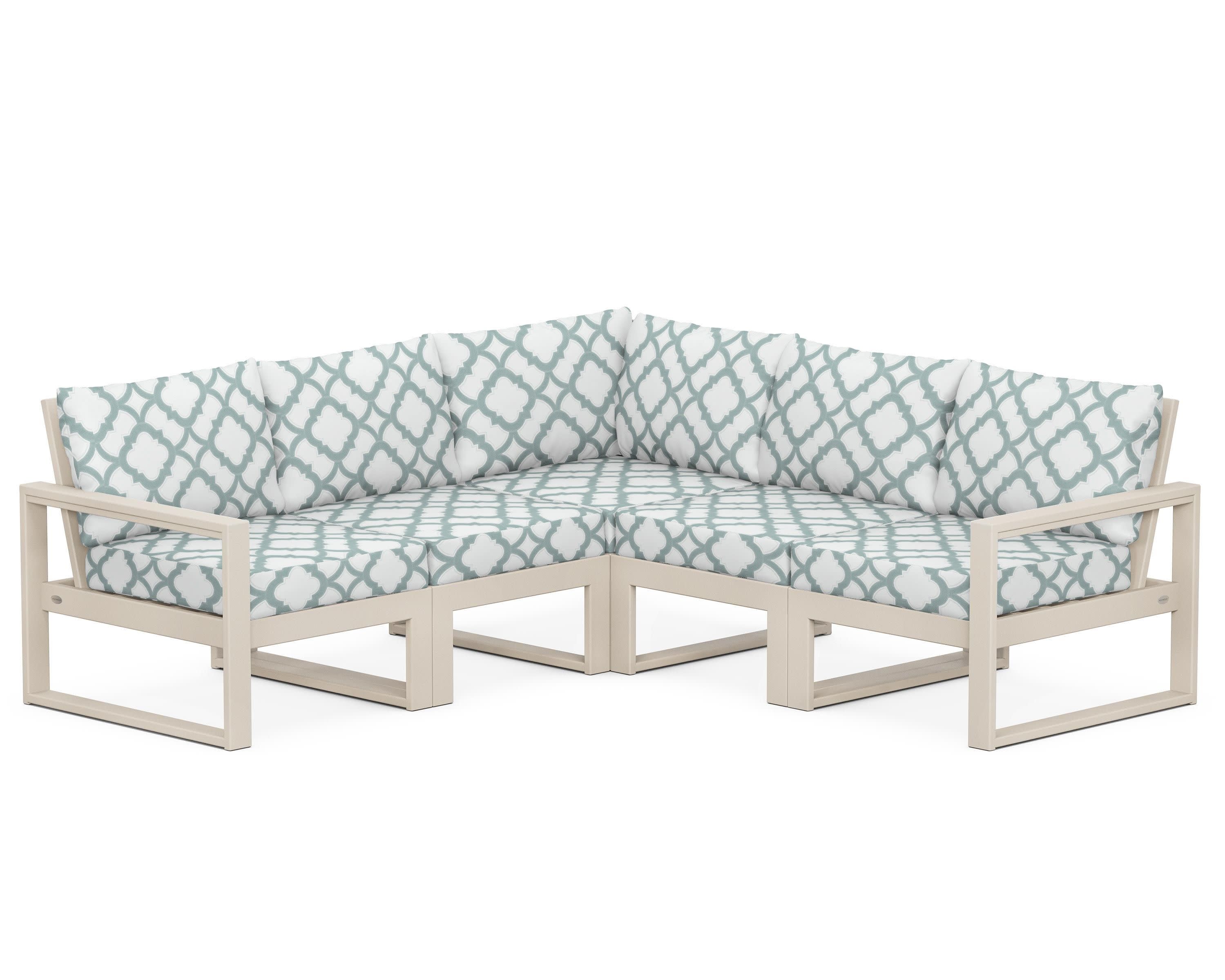 EDGE 5-Piece Modular Deep Seating Set in Sand / Trellis Glacier Spa