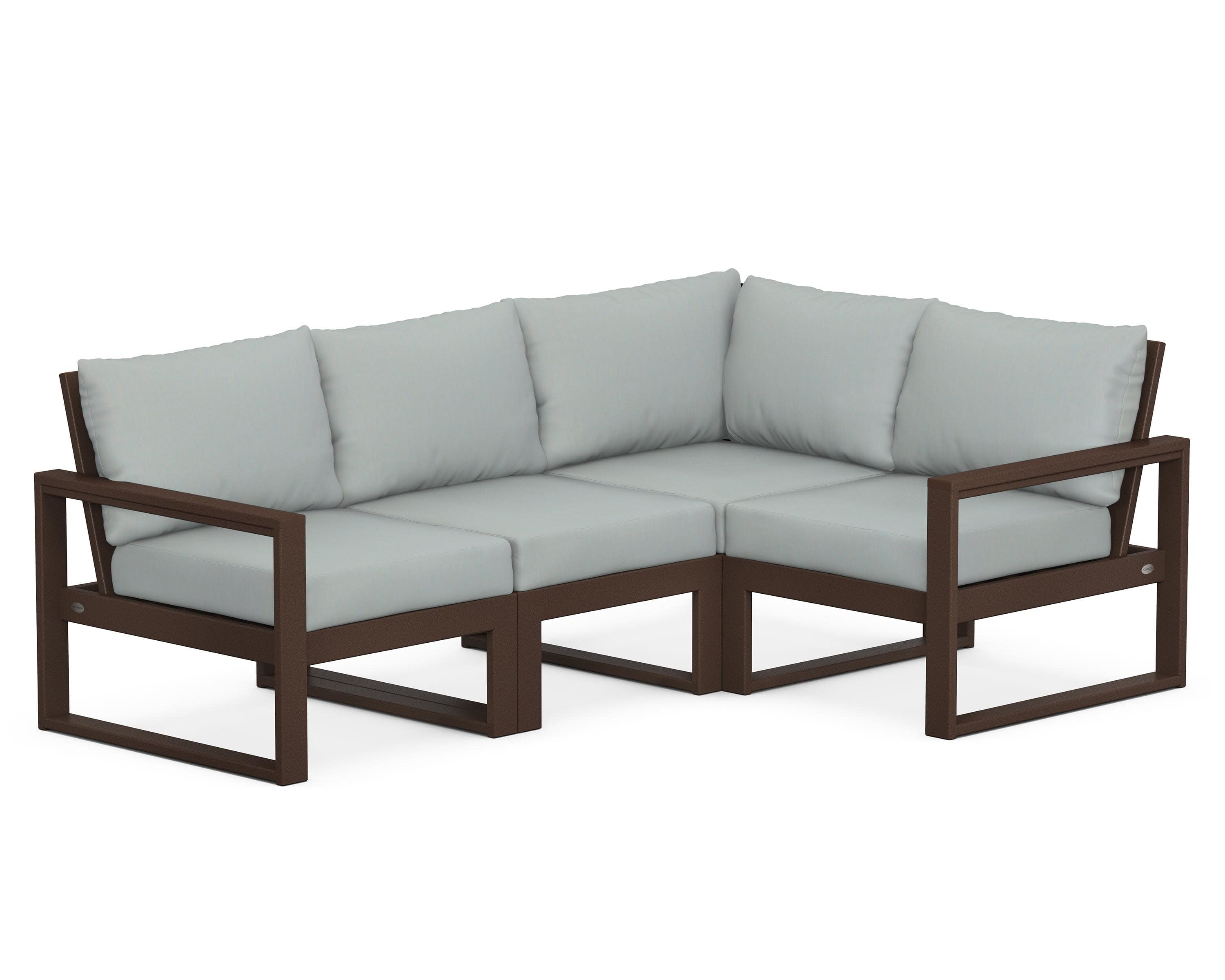 EDGE 4-Piece Modular Deep Seating Set in Mahogany / Spa