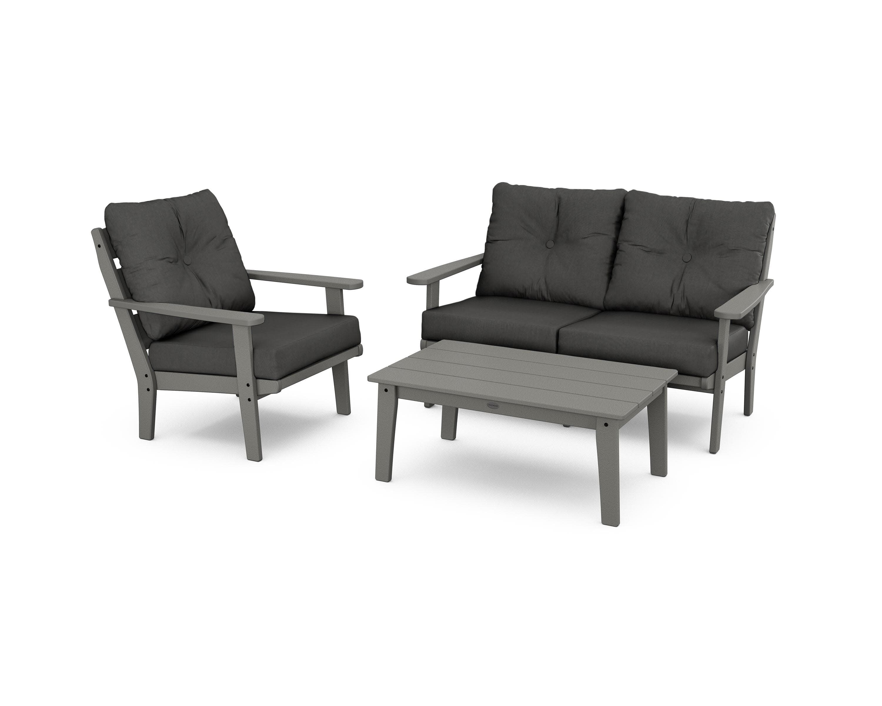 Lakeside 3-Piece Deep Seating Set in Slate Grey / Spectrum Carbon
