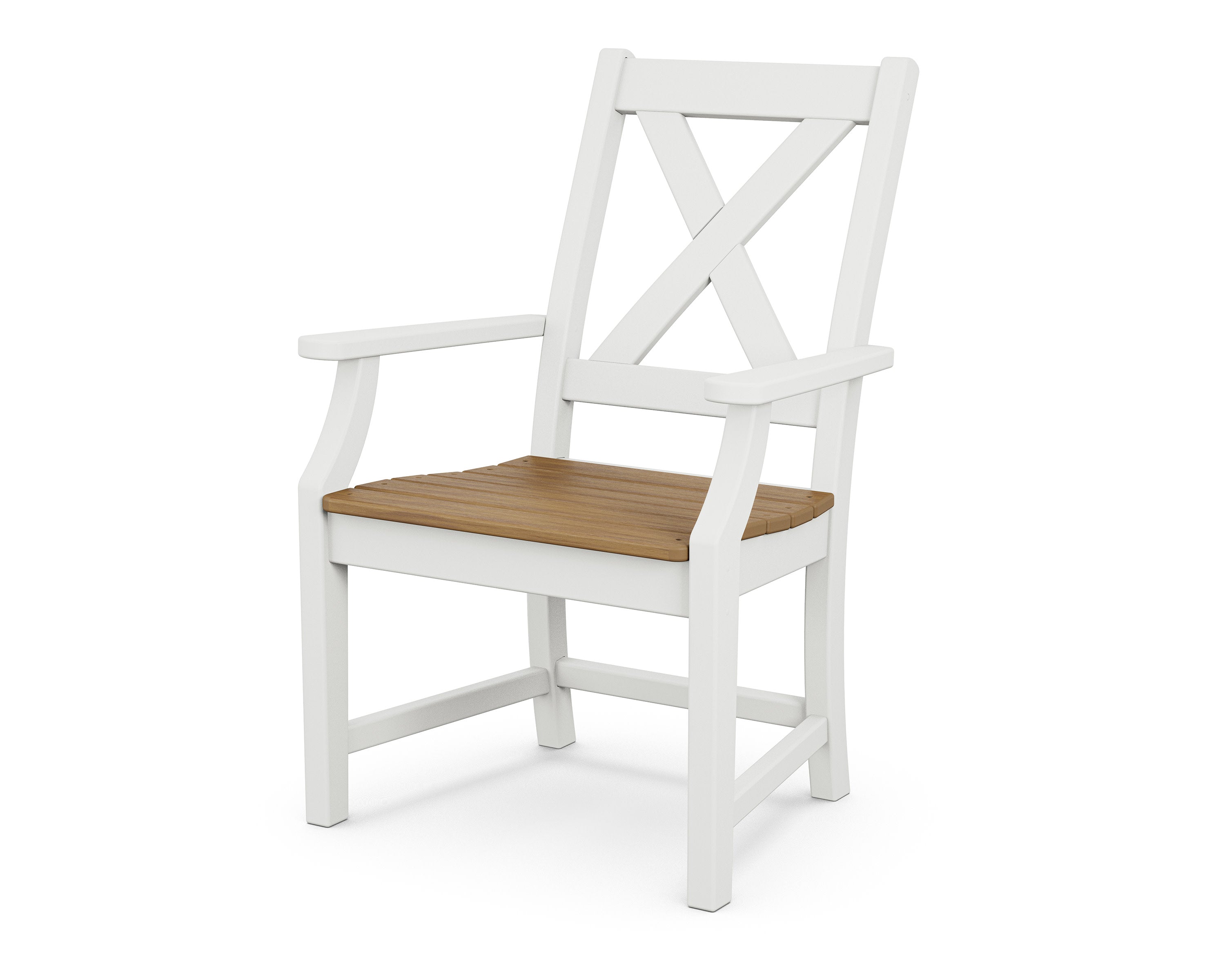 Braxton Dining Arm Chair in White / Natural