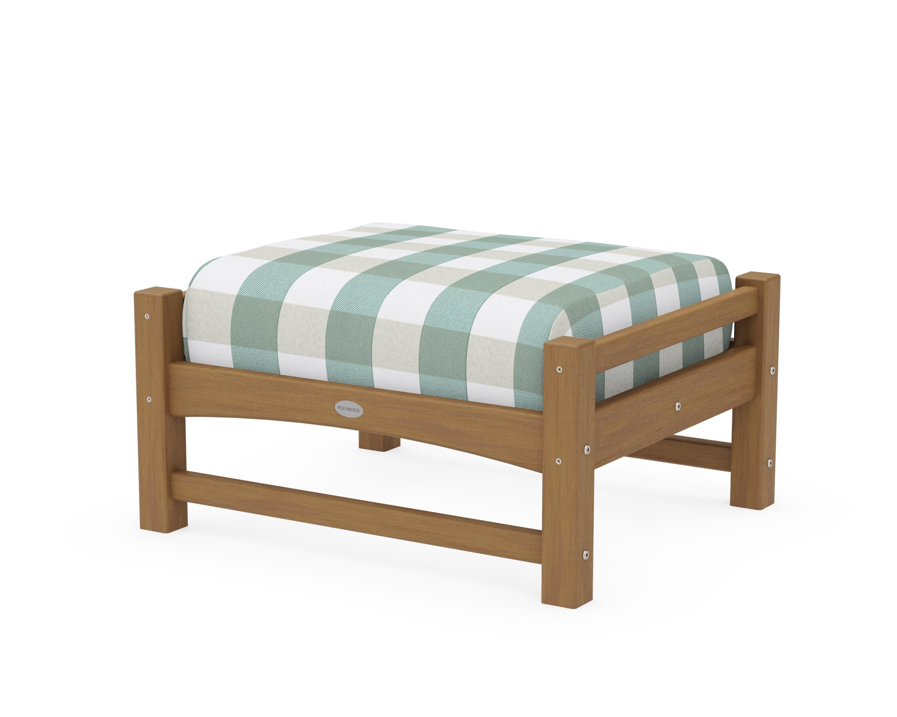 Club Ottoman in Natural / Buffalo Plaid Glacier Spa