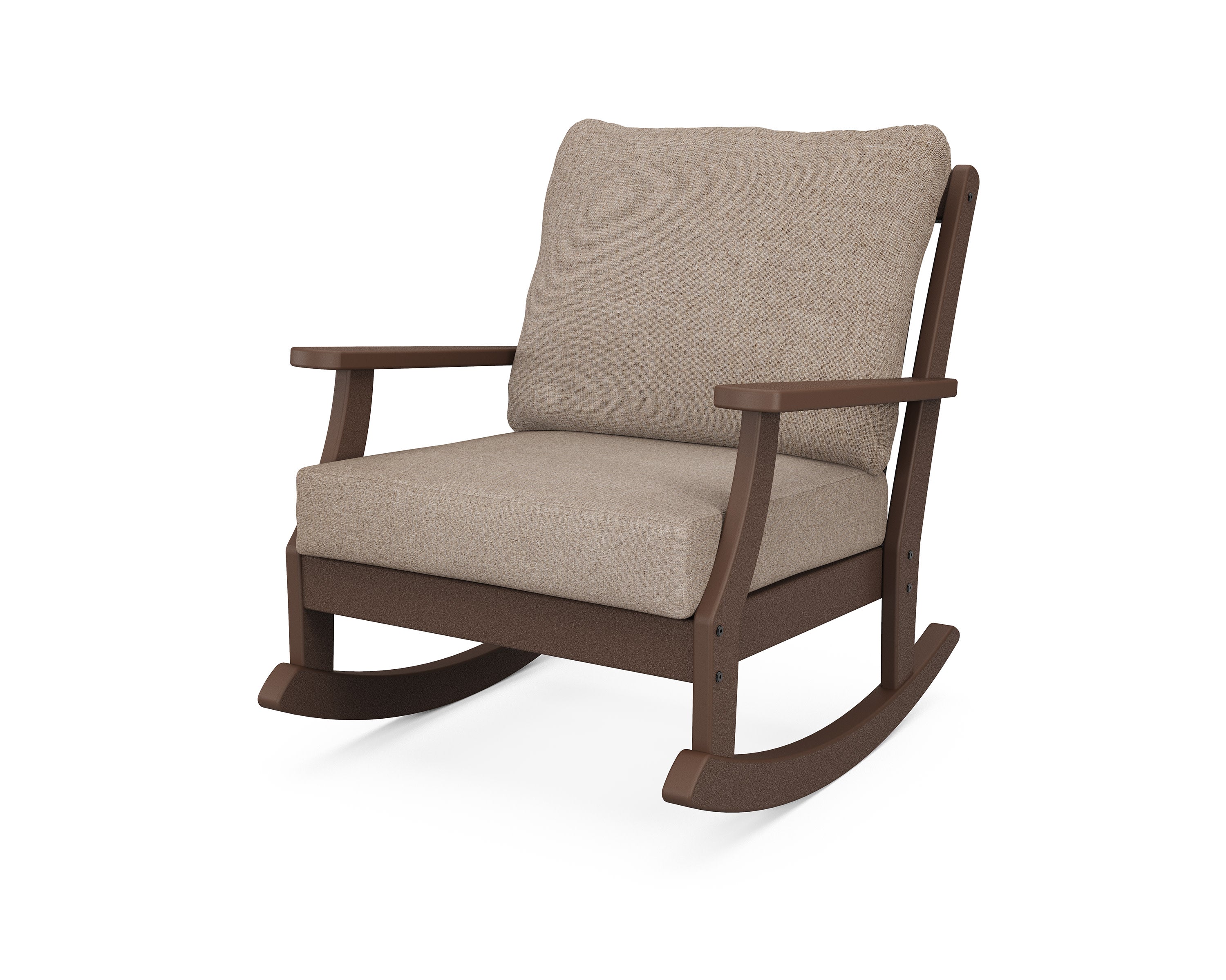 Braxton Deep Seating Rocking Chair in Mahogany / Spiced Burlap