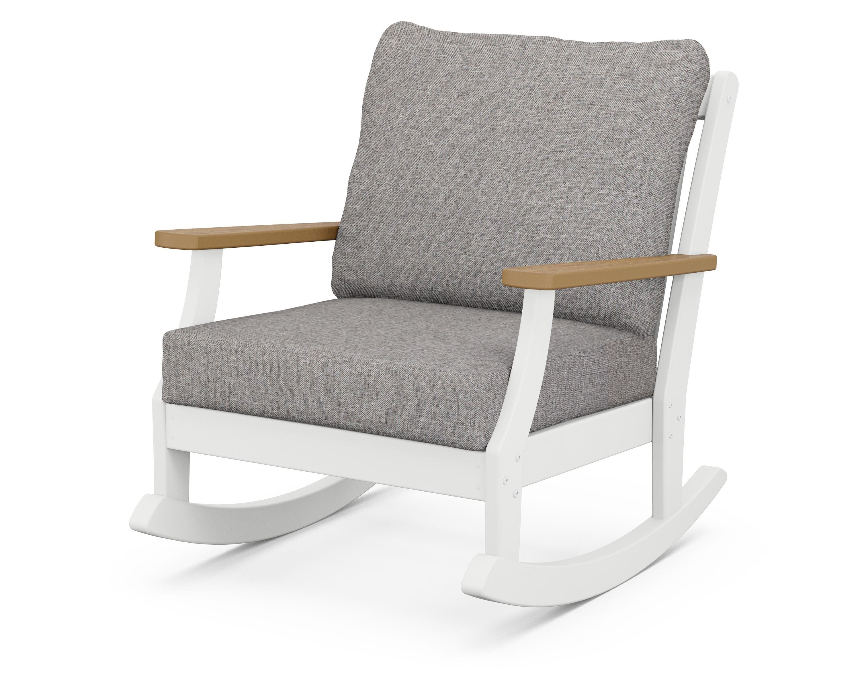 Braxton Deep Seating Rocking Chair in White / Natural / Grey Mist