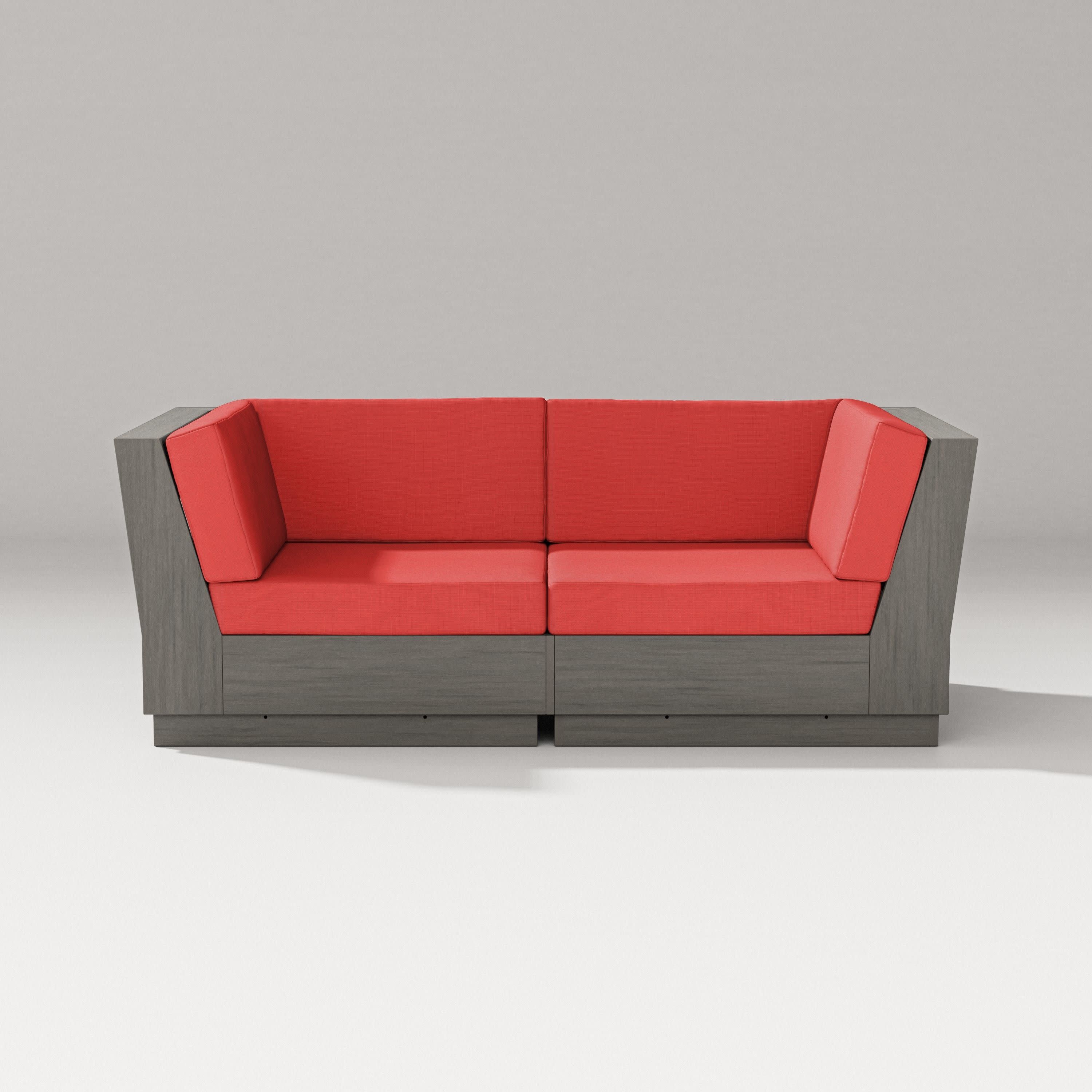 Elevate Loveseat Sectional in Driftwood / Crimson Linen
