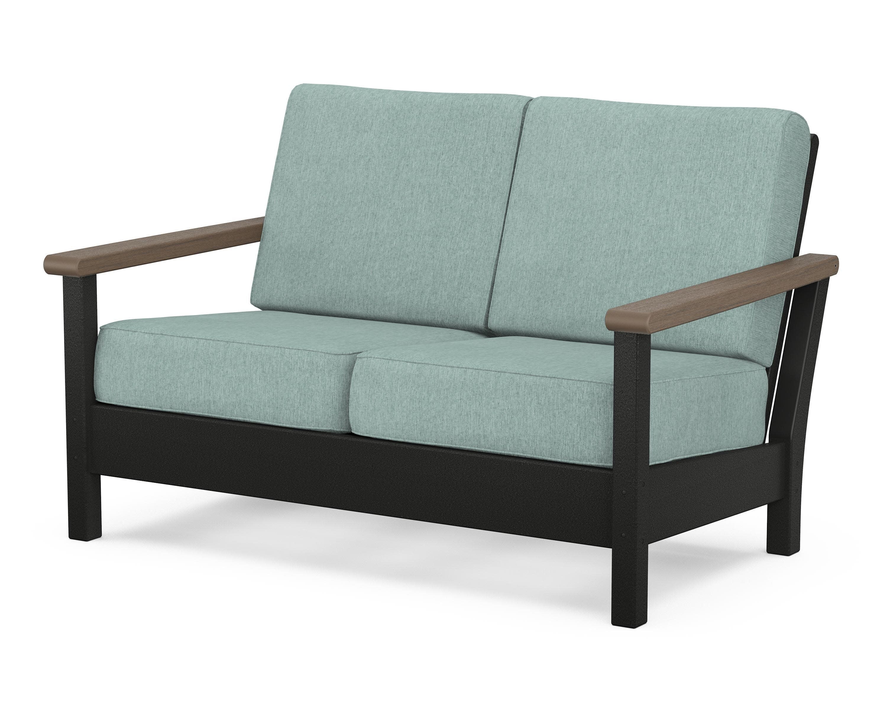 Harbour Deep Seating Loveseat in Black / Kona / Glacier Spa
