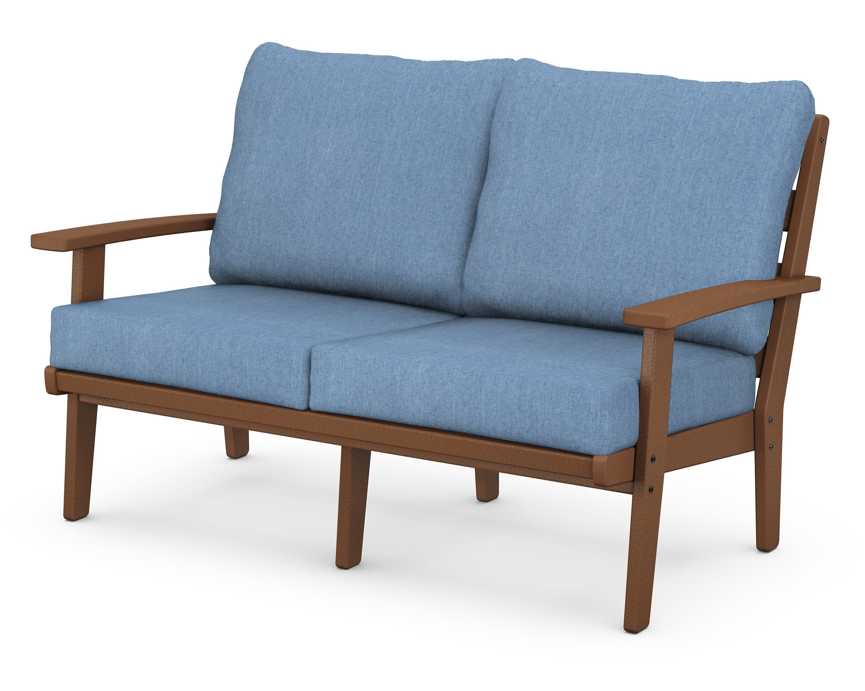 Grant Park Deep Seating Loveseat in Teak / Sky Blue