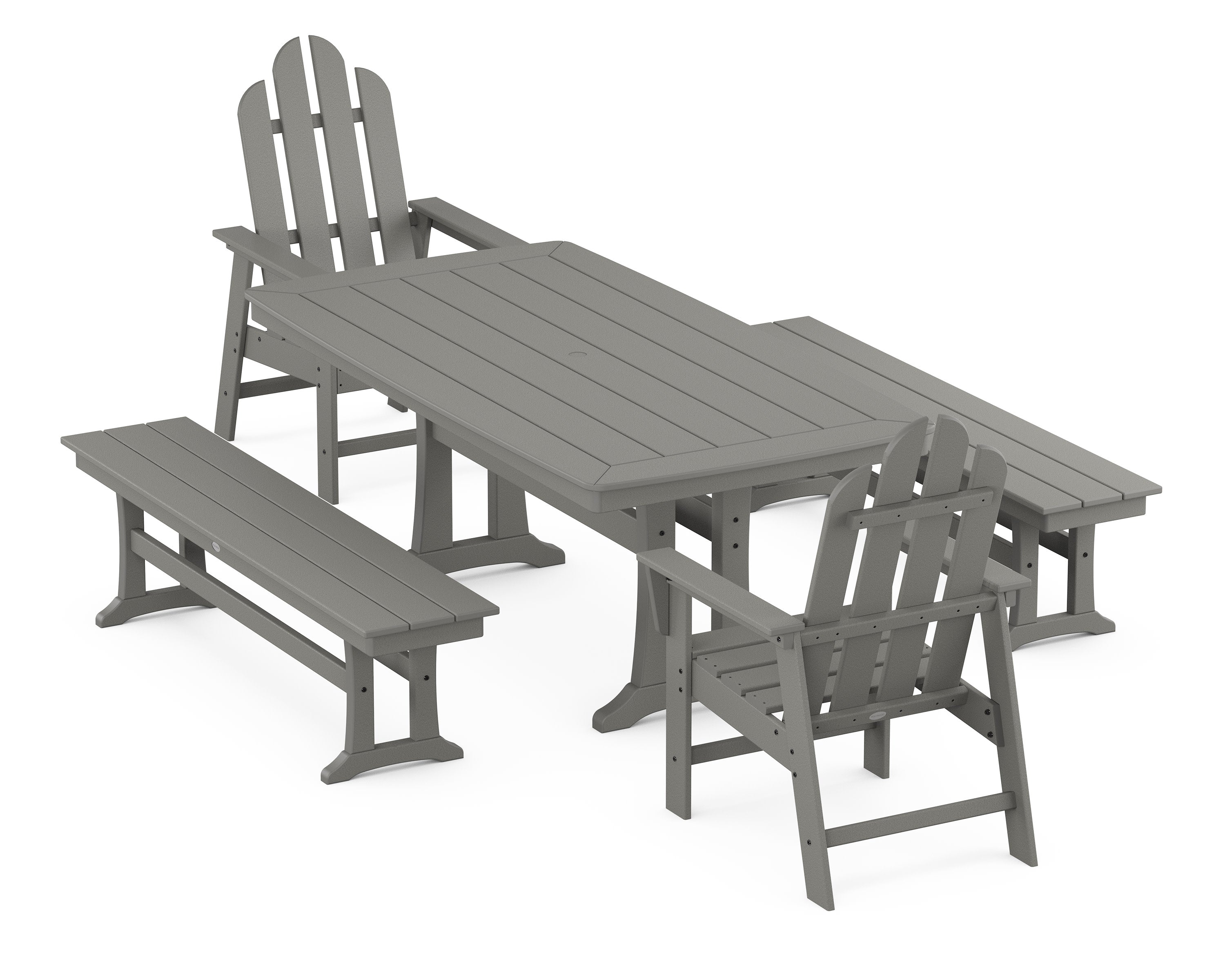 Long Island 5-Piece Dining Set with Trestle Legs in Slate Grey