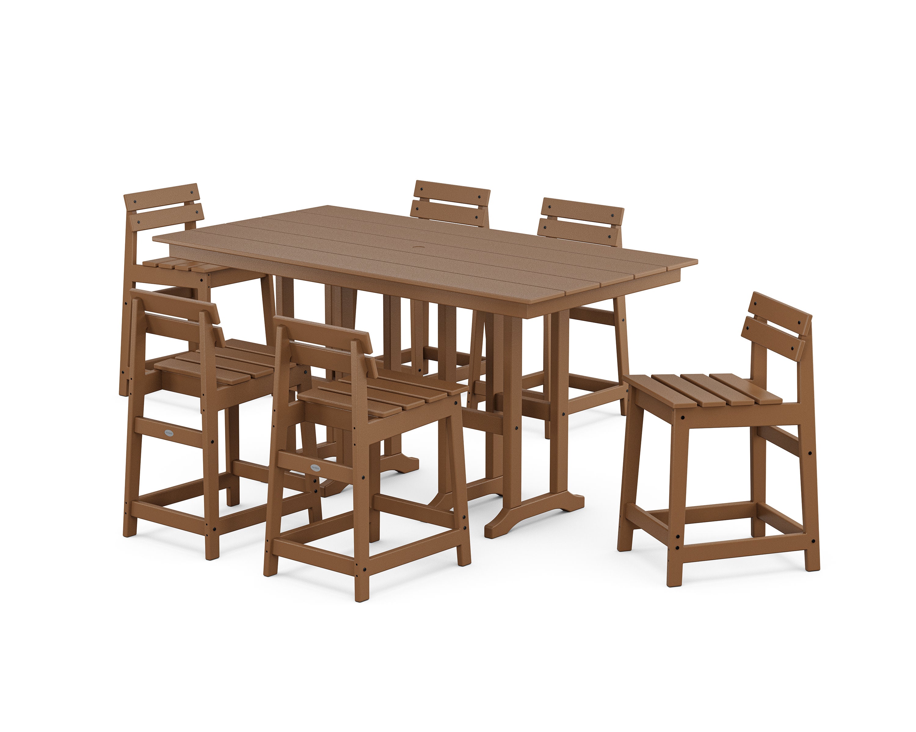 Modern Studio Plaza Lowback Counter Chair 7-Piece Set in Teak