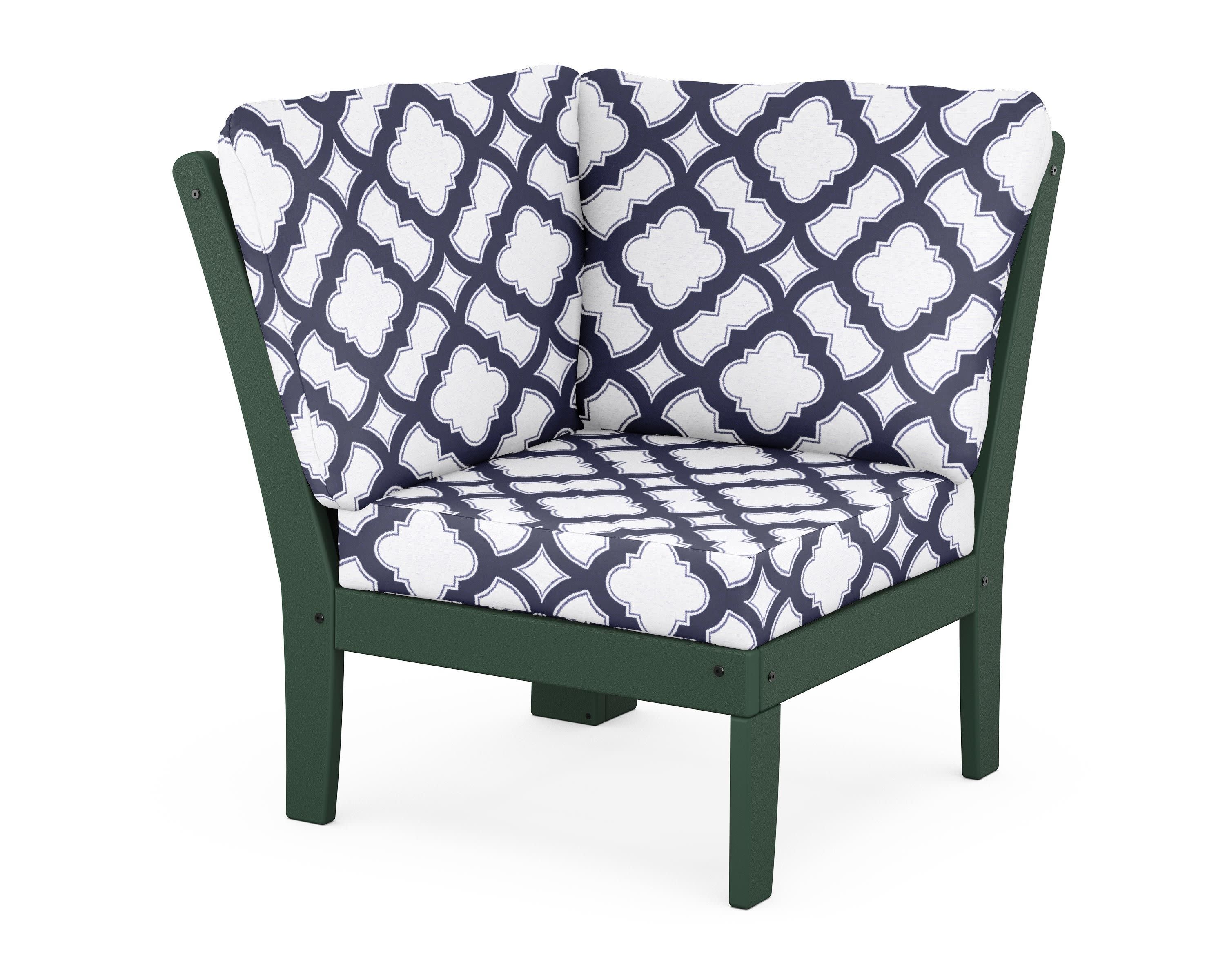 Braxton Modular Corner Chair in Green / Trellis Navy