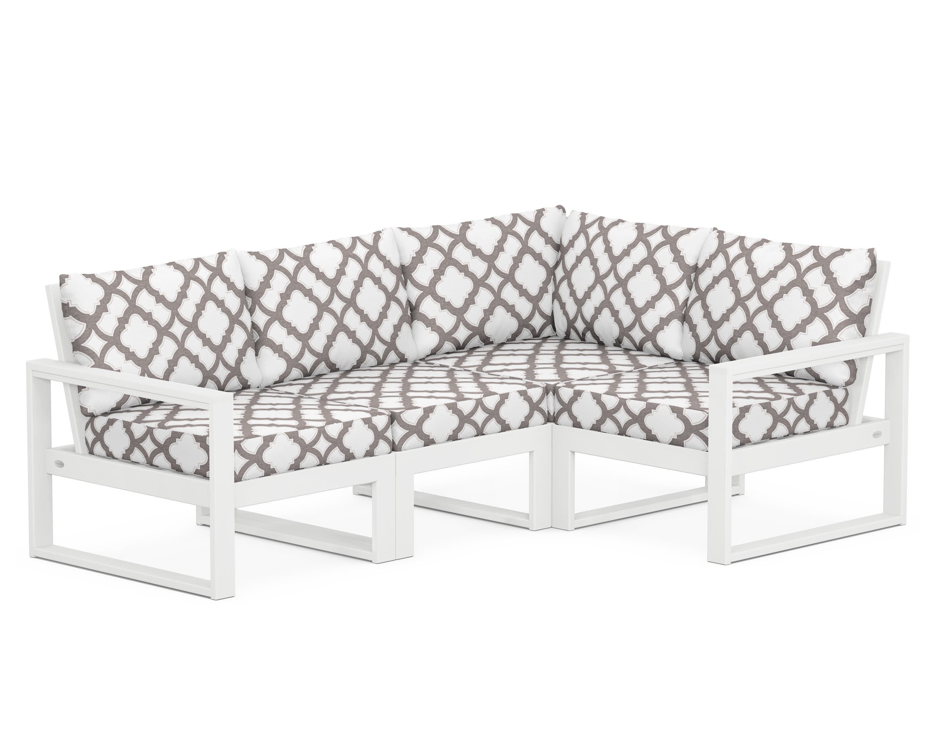 EDGE 4-Piece Modular Deep Seating Set in White / Trellis Grey Mist