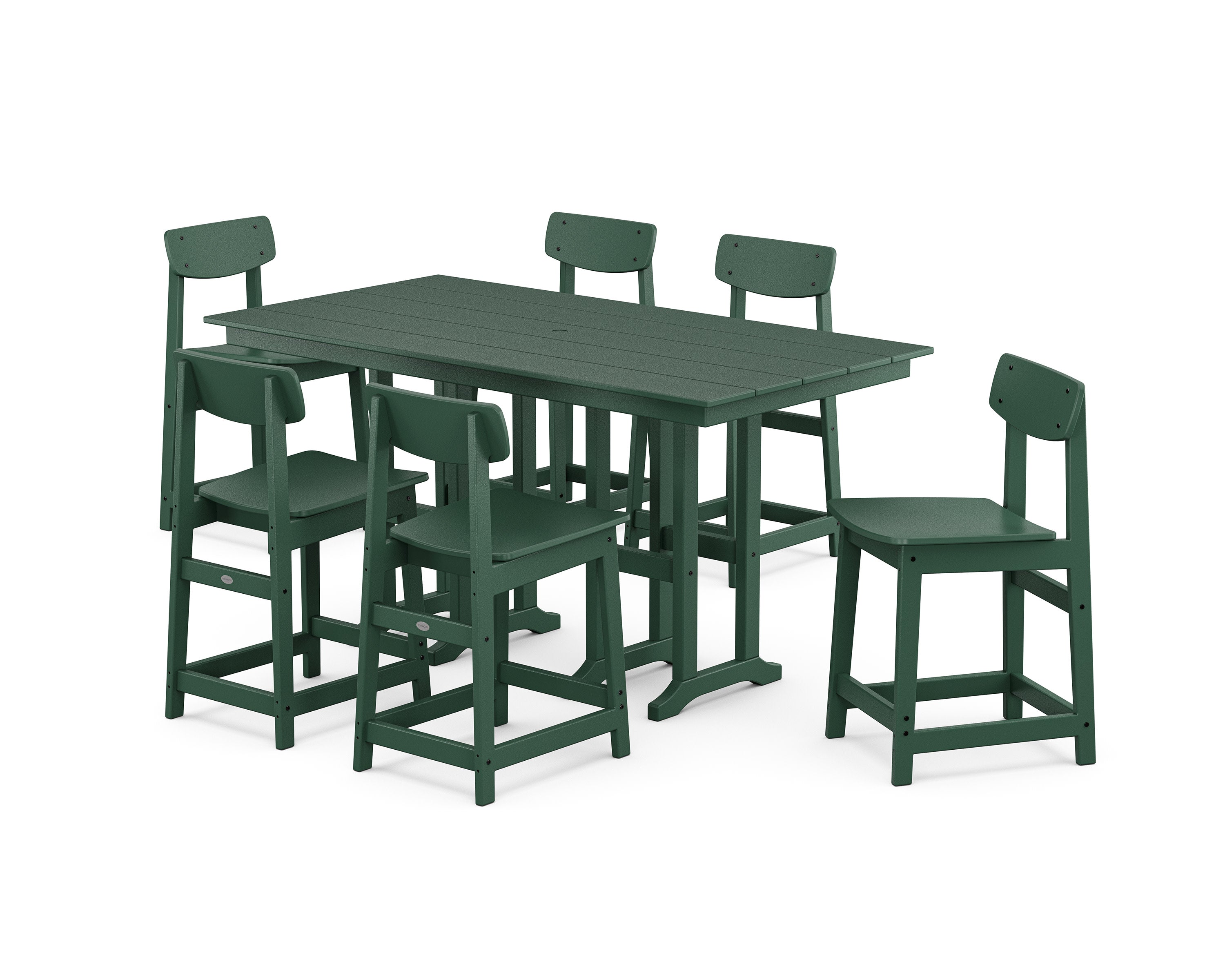 Modern Studio Urban Counter Chair 7-Piece Set in Green