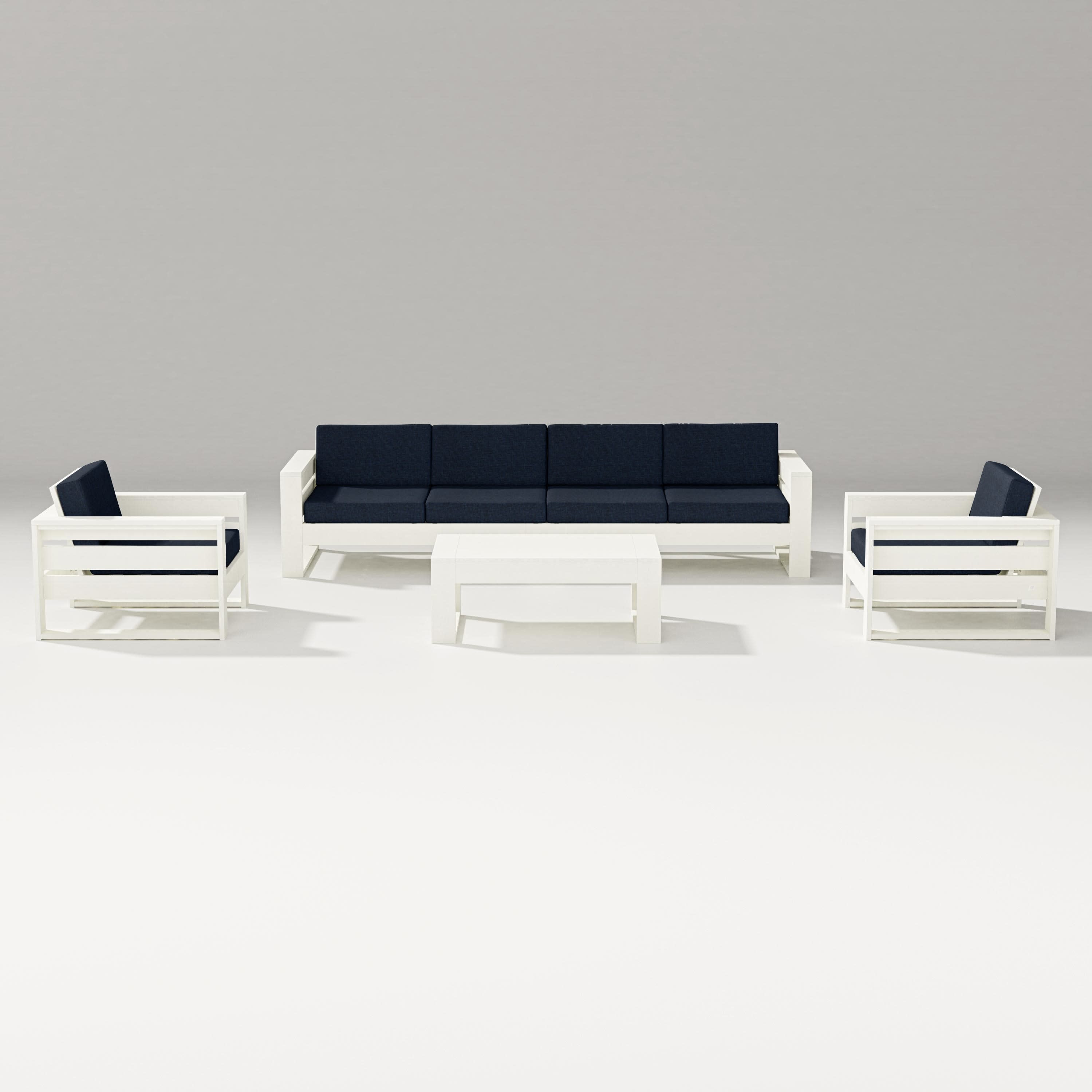 Latitude 5-Piece Lounge Sofa Set in Vintage White / Marine Indigo