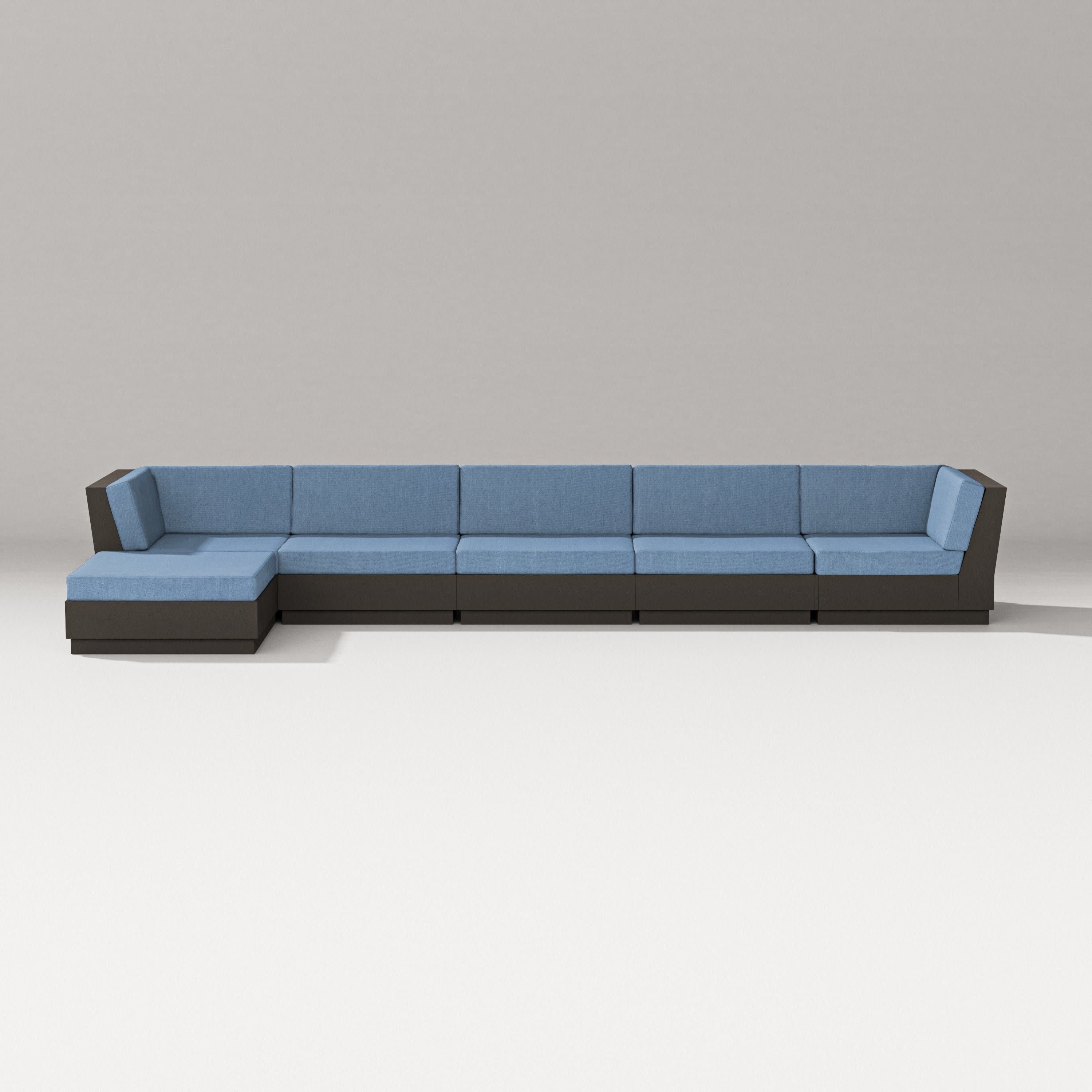 Elevate 6-Piece Chaise Sectional in Vintage Coffee / Sky Blue