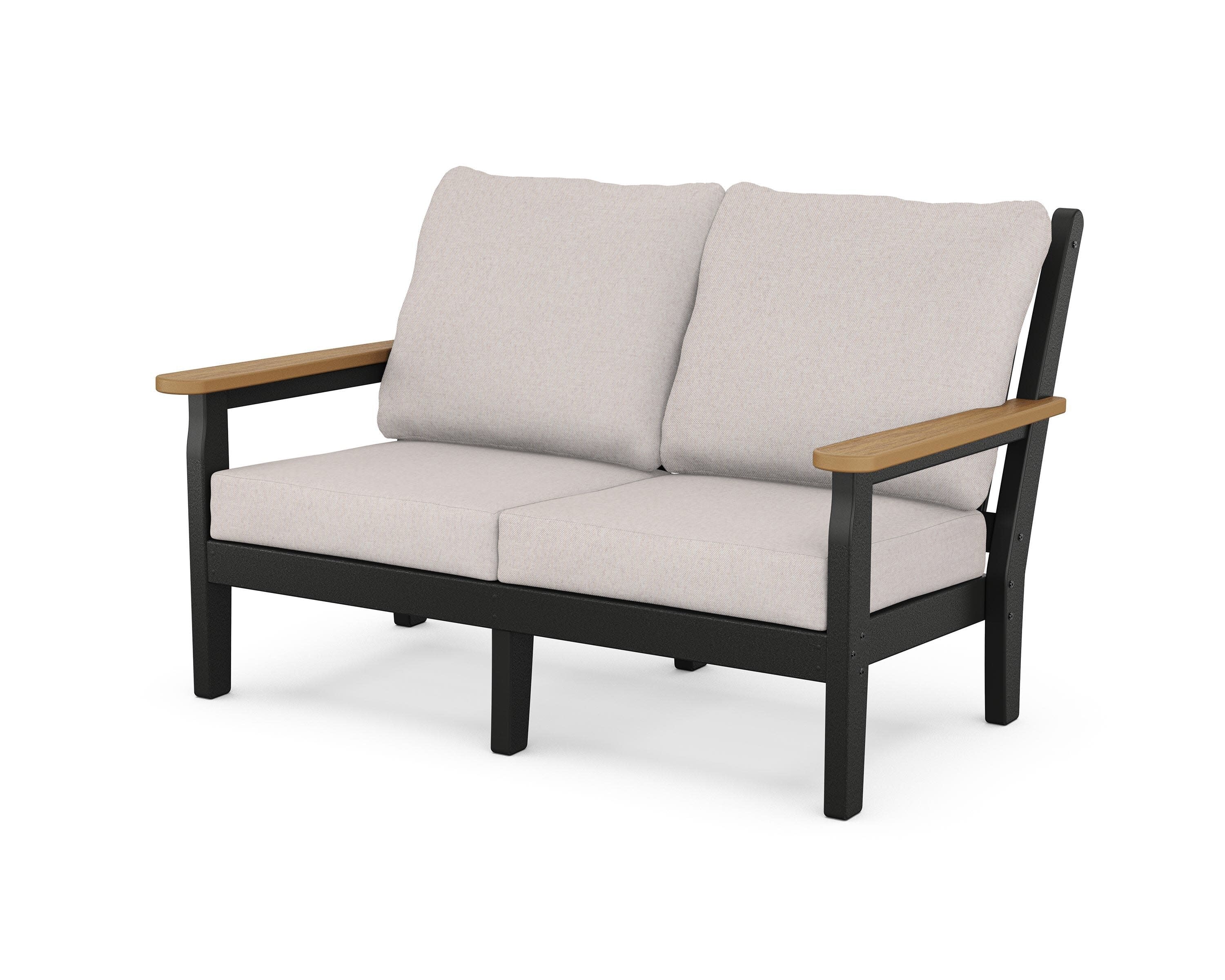Chippendale Deep Seating Loveseat in Black / Natural / Dune Burlap