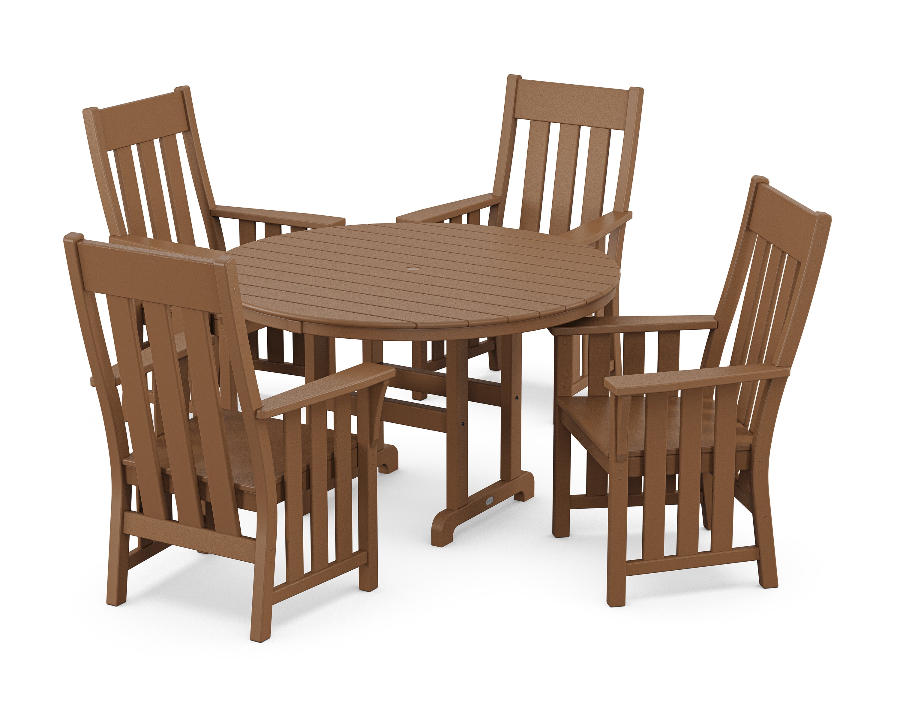 Acadia 5-Piece Round Farmhouse Dining Set in Teak