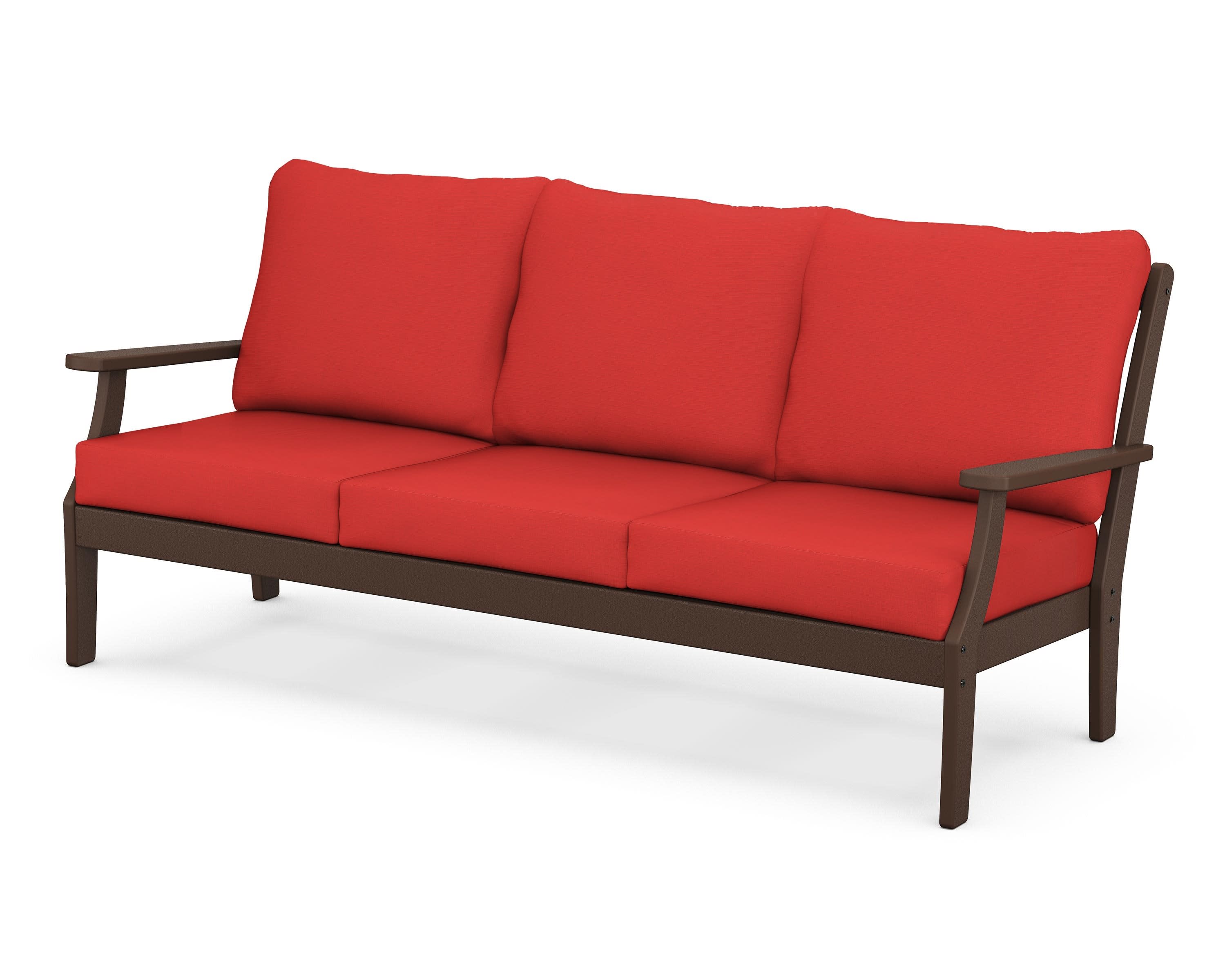 Braxton Deep Seating Sofa in Mahogany / Crimson Linen
