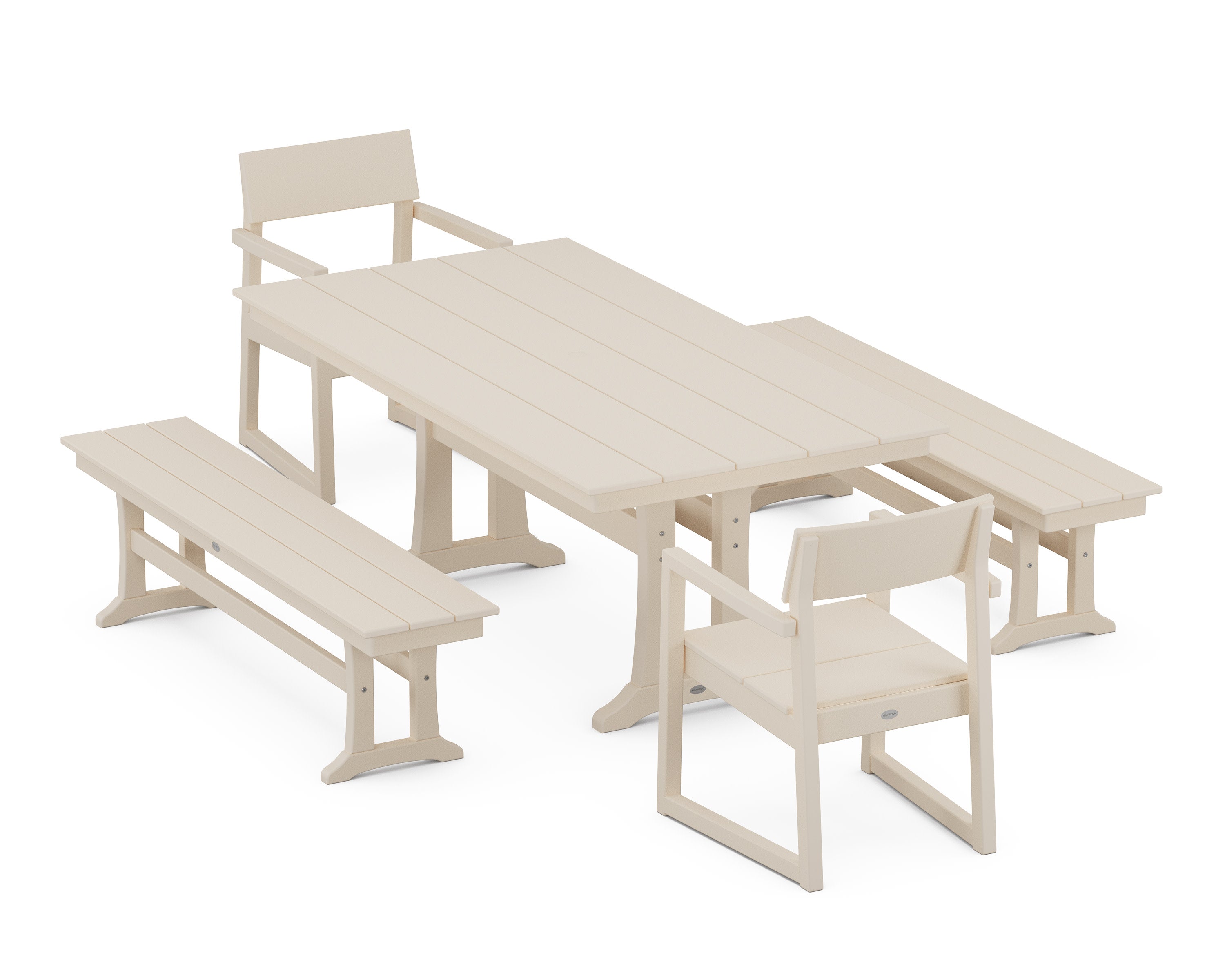 EDGE 5-Piece Farmhouse Dining Set With Trestle Legs in Sand