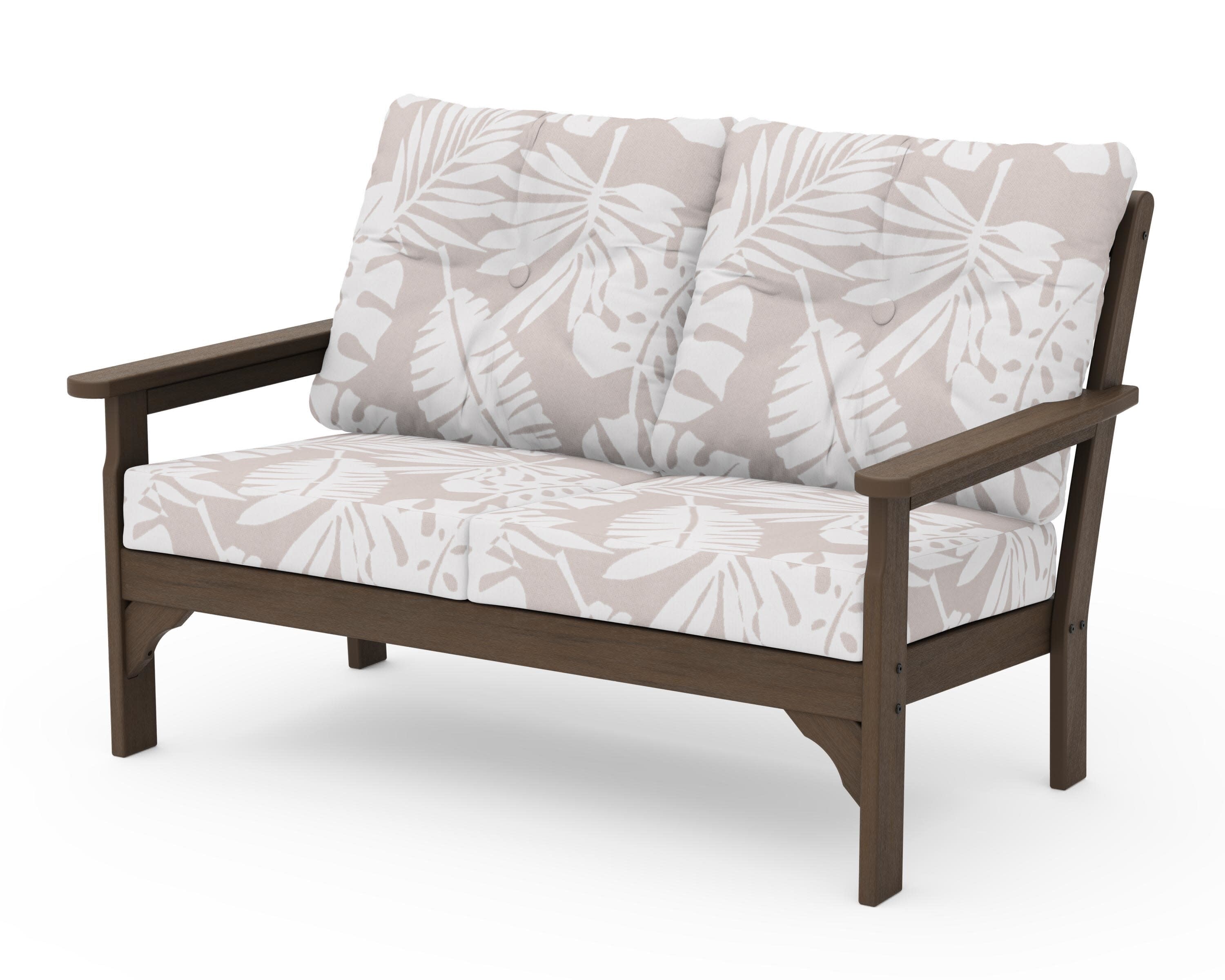 Vineyard Deep Seating Loveseat in Kona / Leaf Dune Burlap