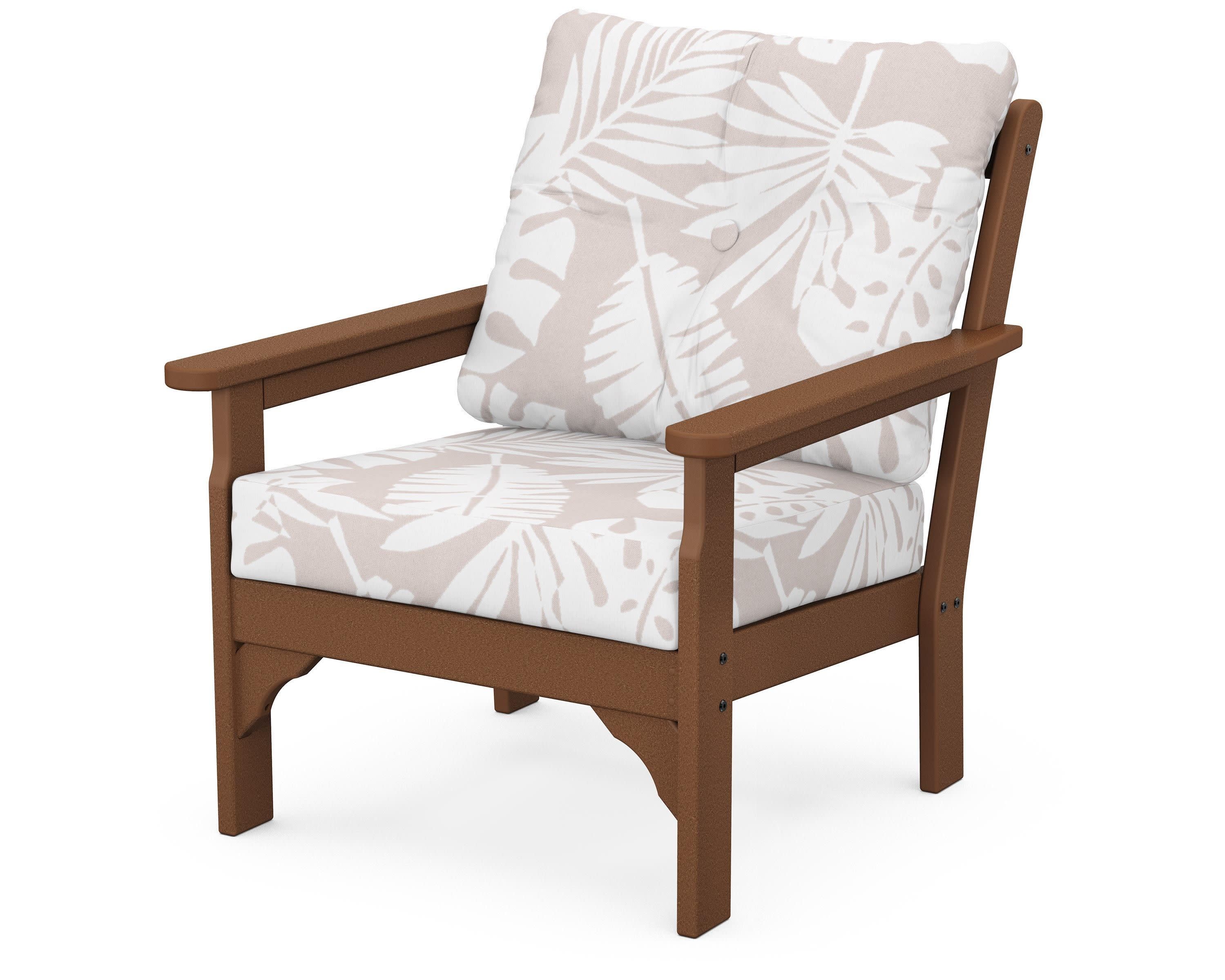 Vineyard Deep Seating Chair in Teak / Leaf Dune Burlap