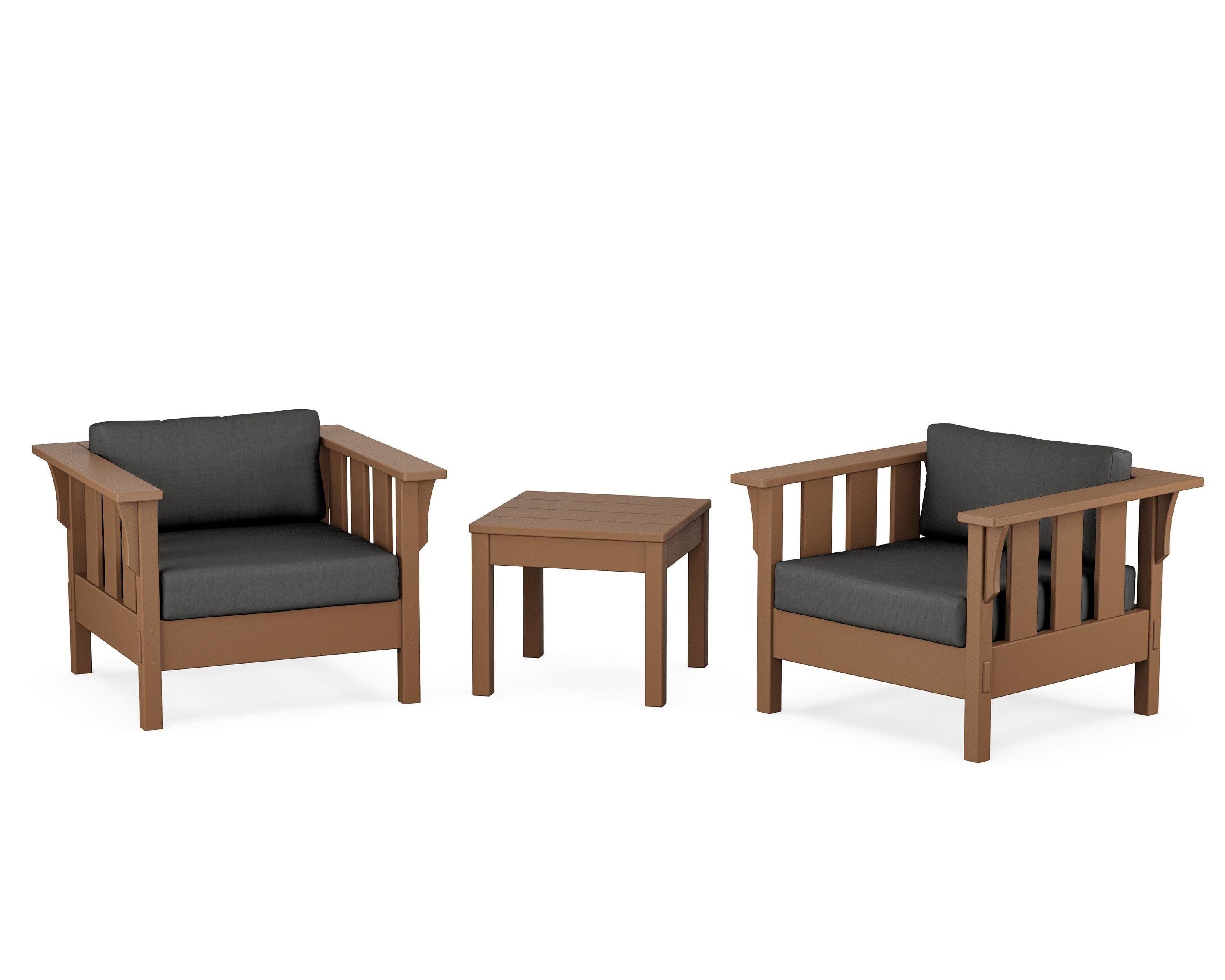 Acadia 3-Piece Deep Seating Set in Teak / Spectrum Carbon