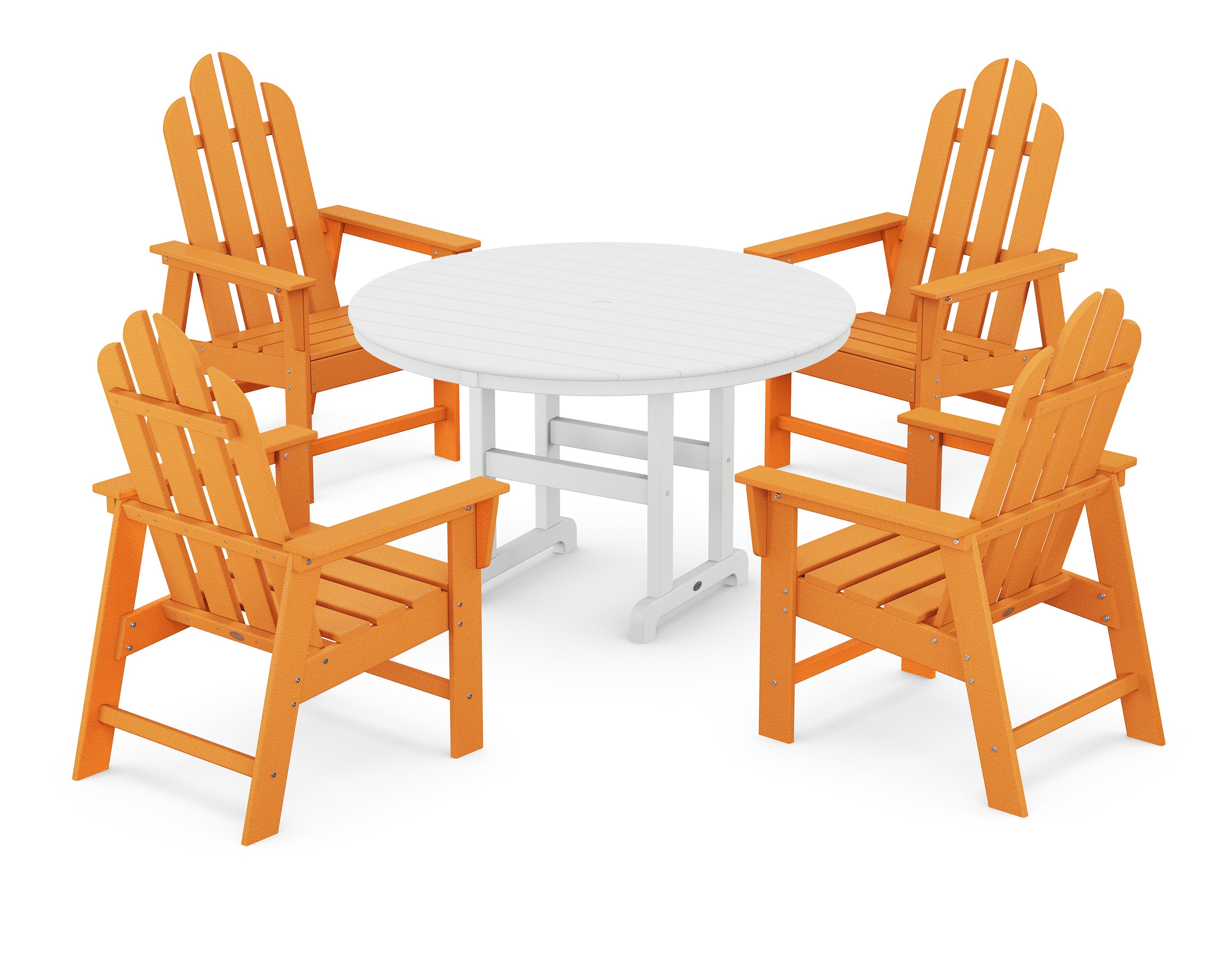 Long Island 5-Piece Round Farmhouse Dining Set in Tangerine / White
