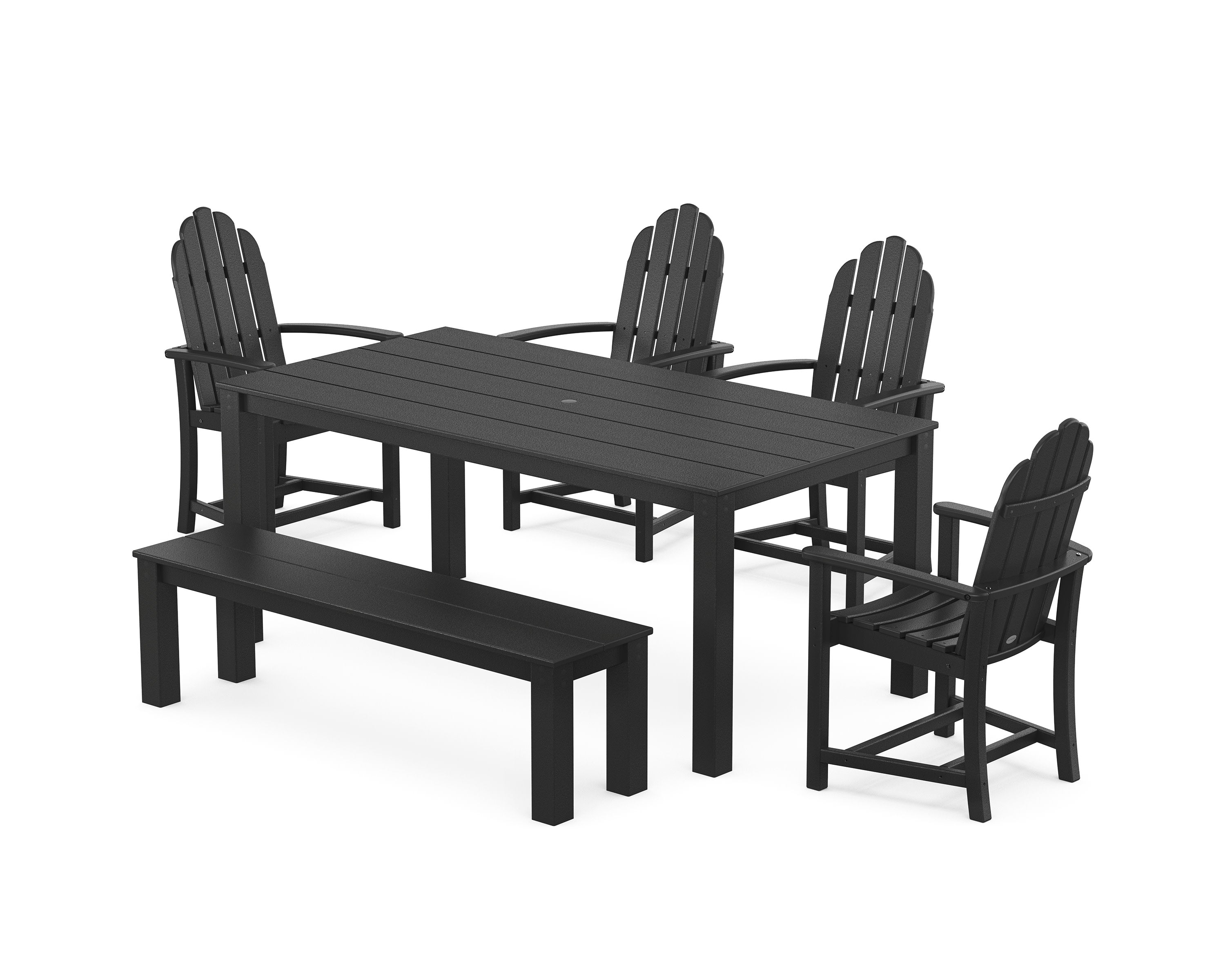 Classic Adirondack 6-Piece Parsons Dining Set with Bench in Black
