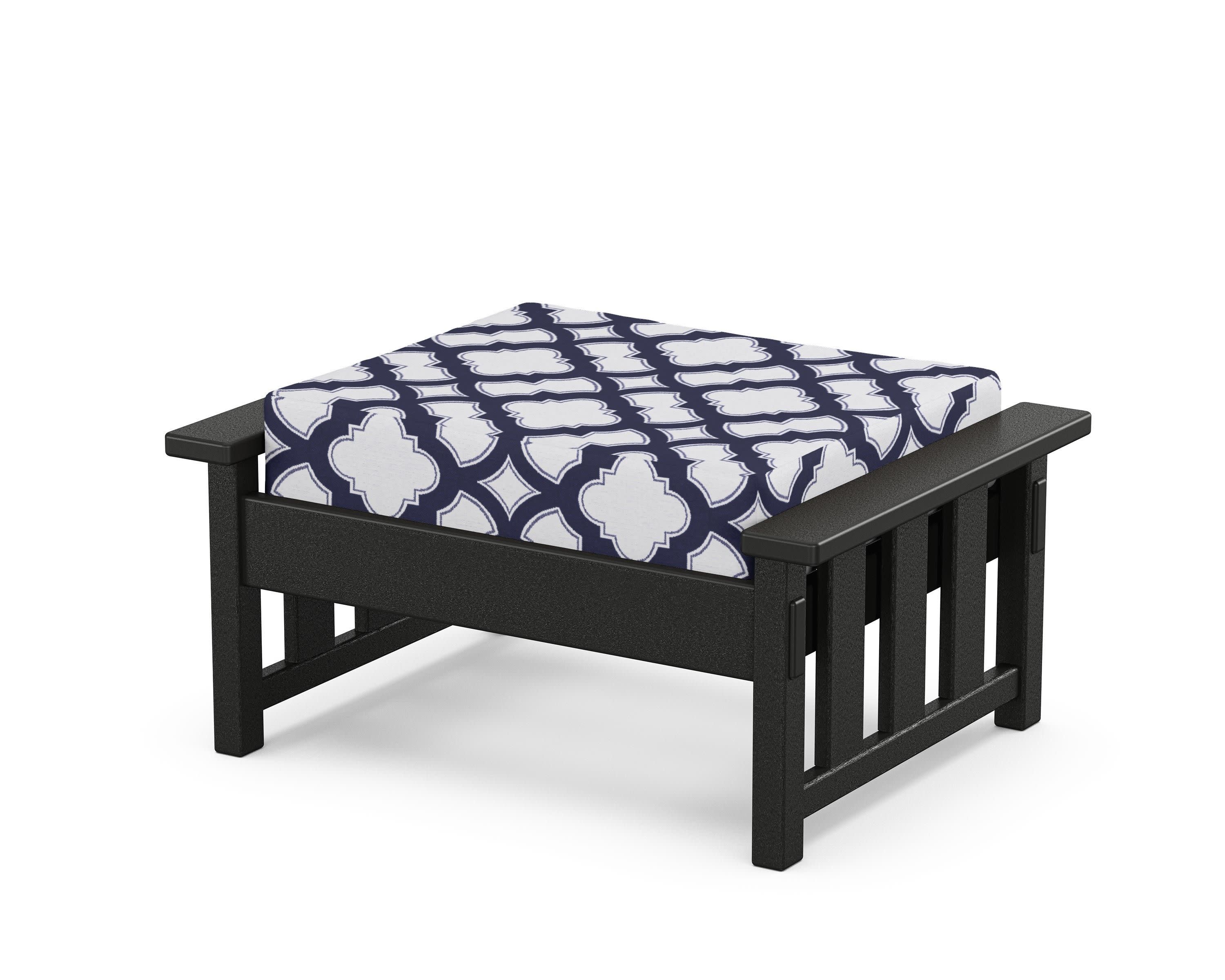 Acadia Deep Seating Ottoman in Black / Trellis Navy