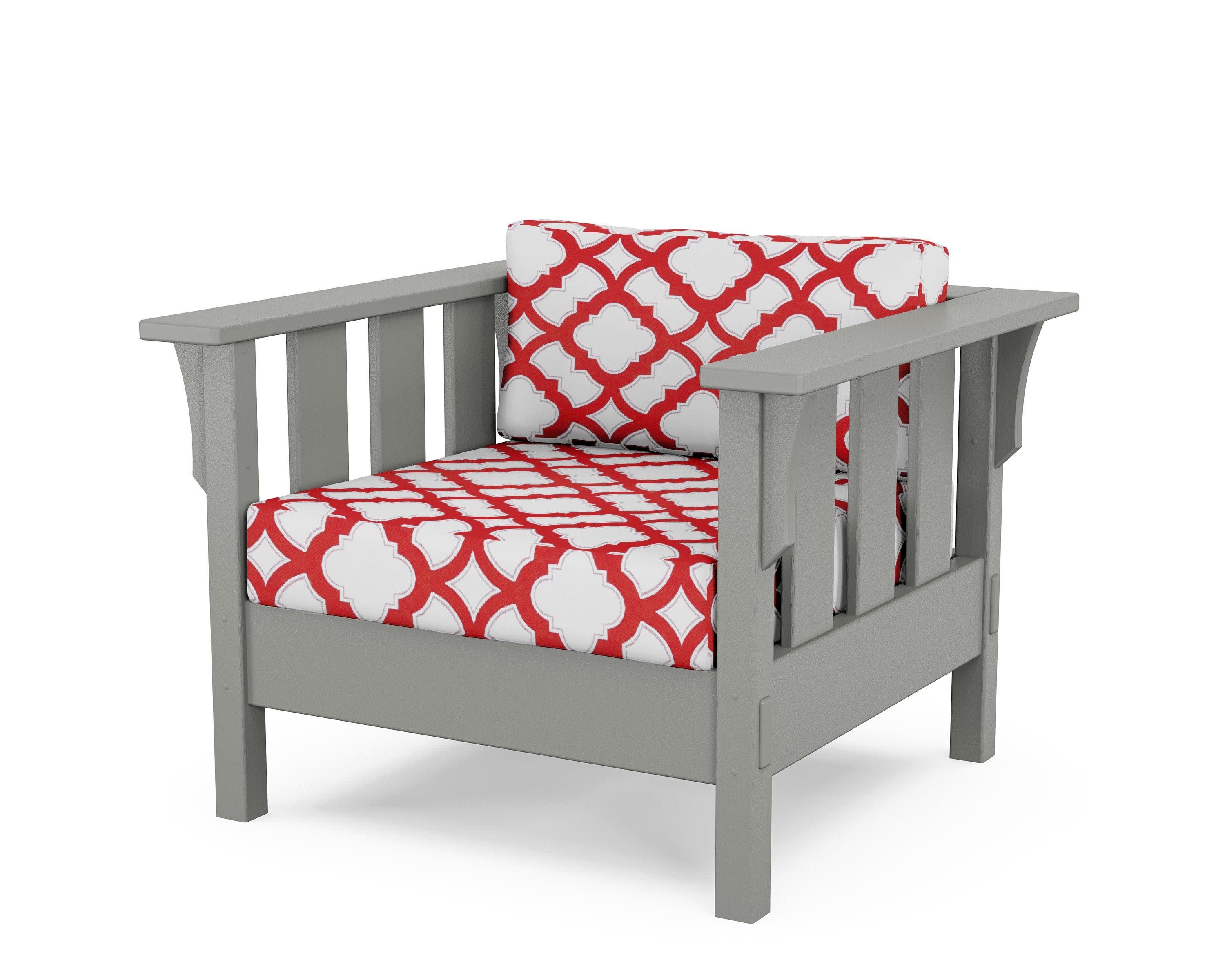 Acadia Deep Seating Chair in Slate Grey / Trellis Crimson