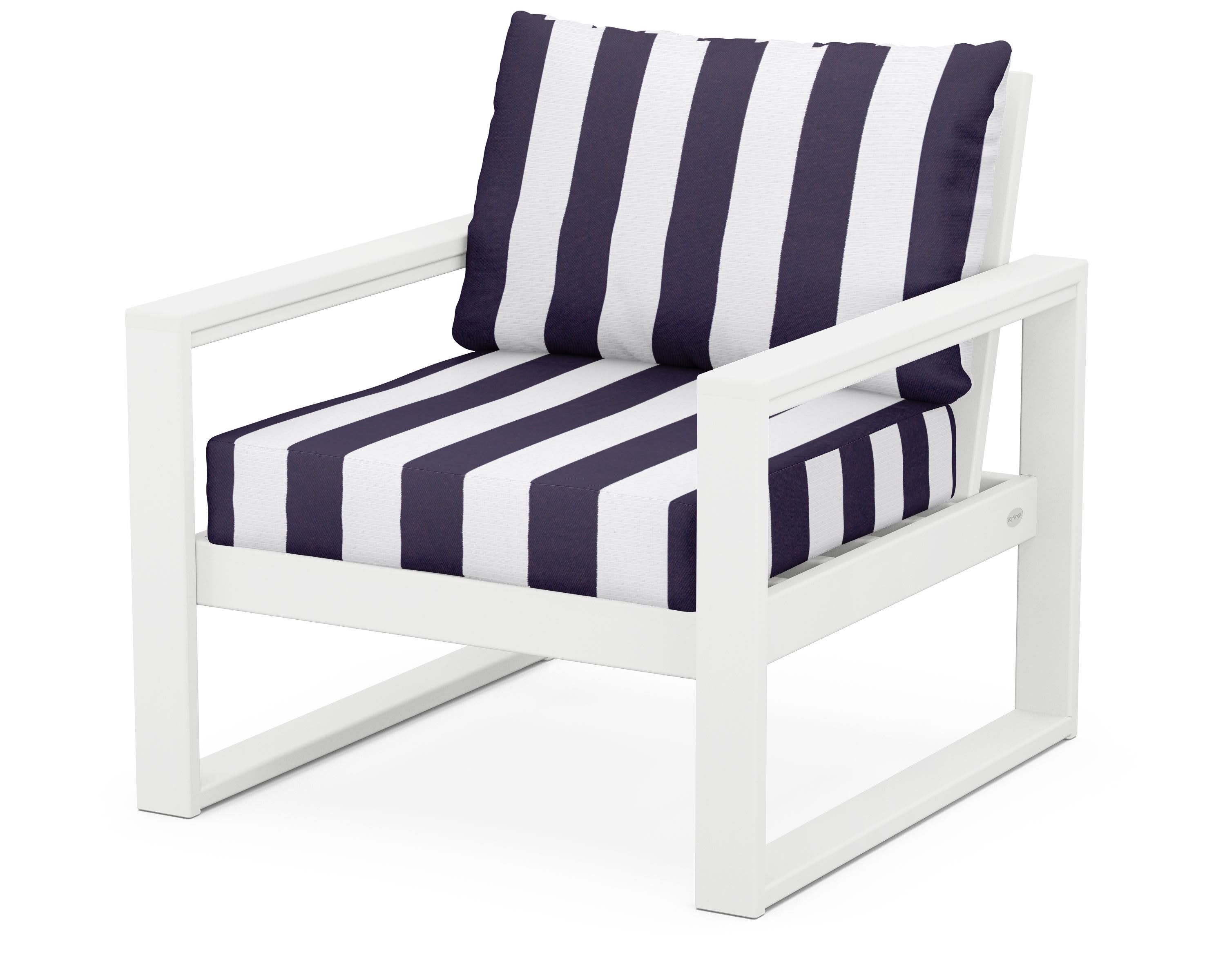 EDGE Club Chair in White / Cabana Stripe Navy