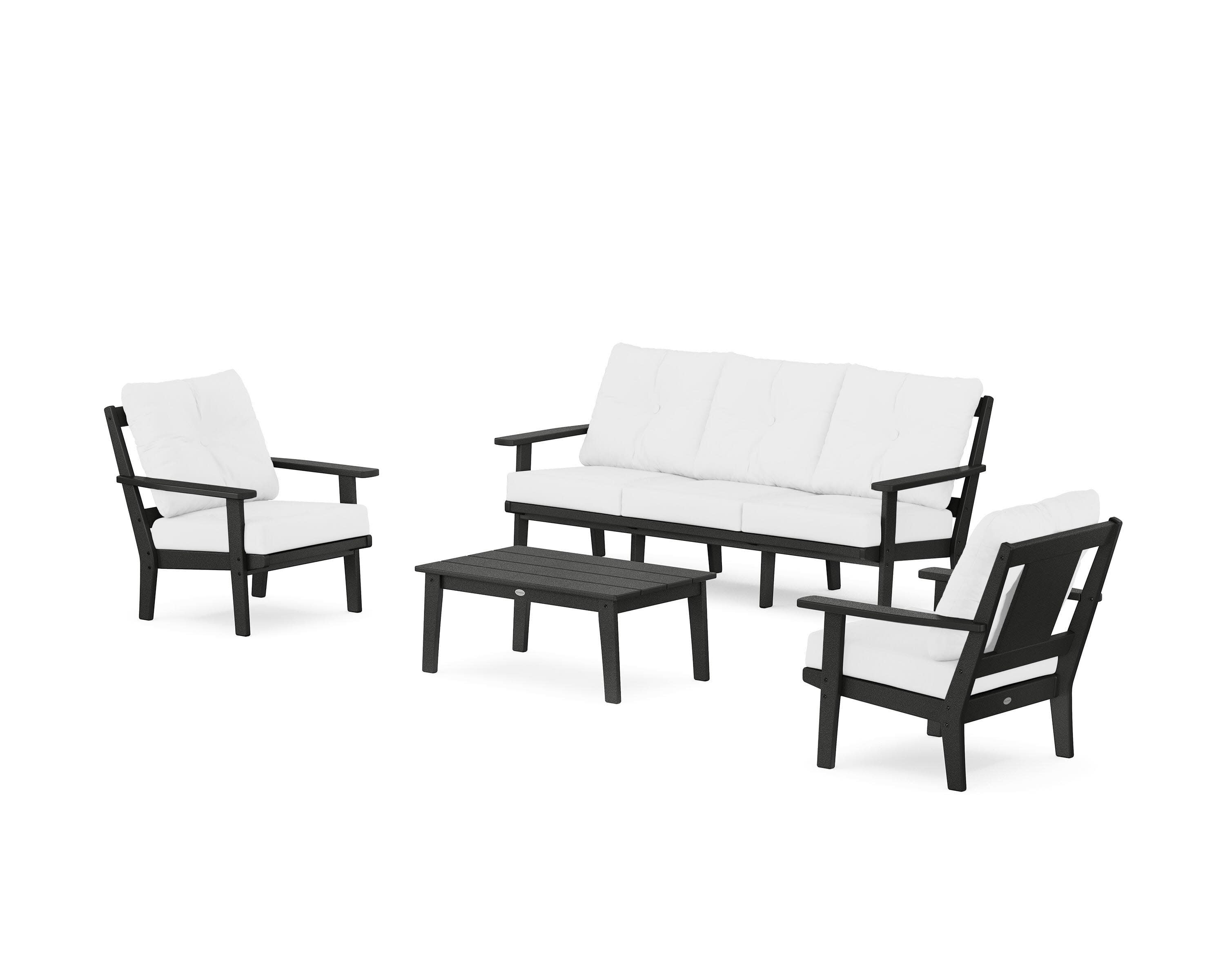 Prairie 4-Piece Deep Seating Set with Sofa in Black / Natural